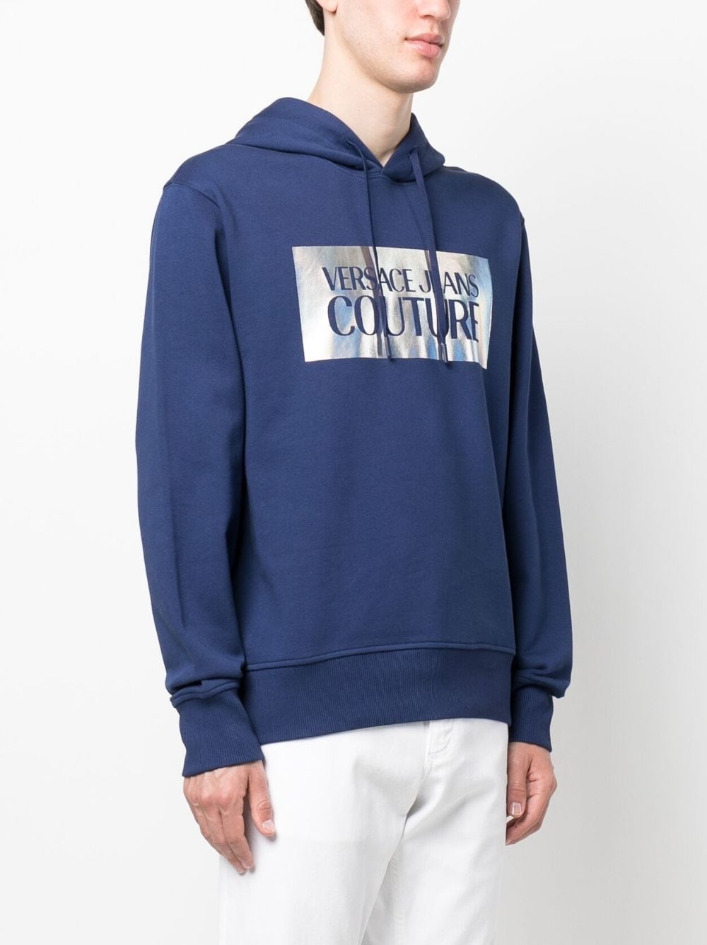 logo-print cotton hoodie - 3