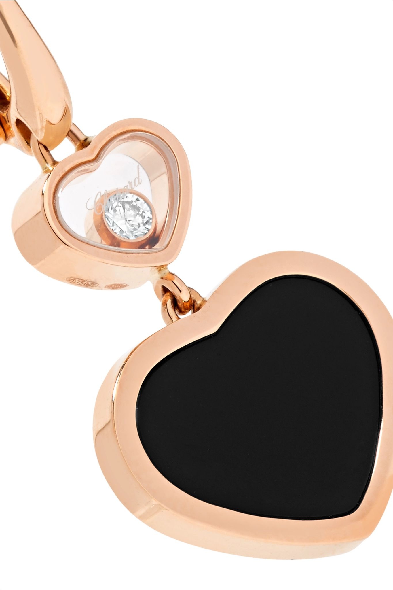 Happy Hearts 18-karat rose gold, diamond and onyx earrings - 4