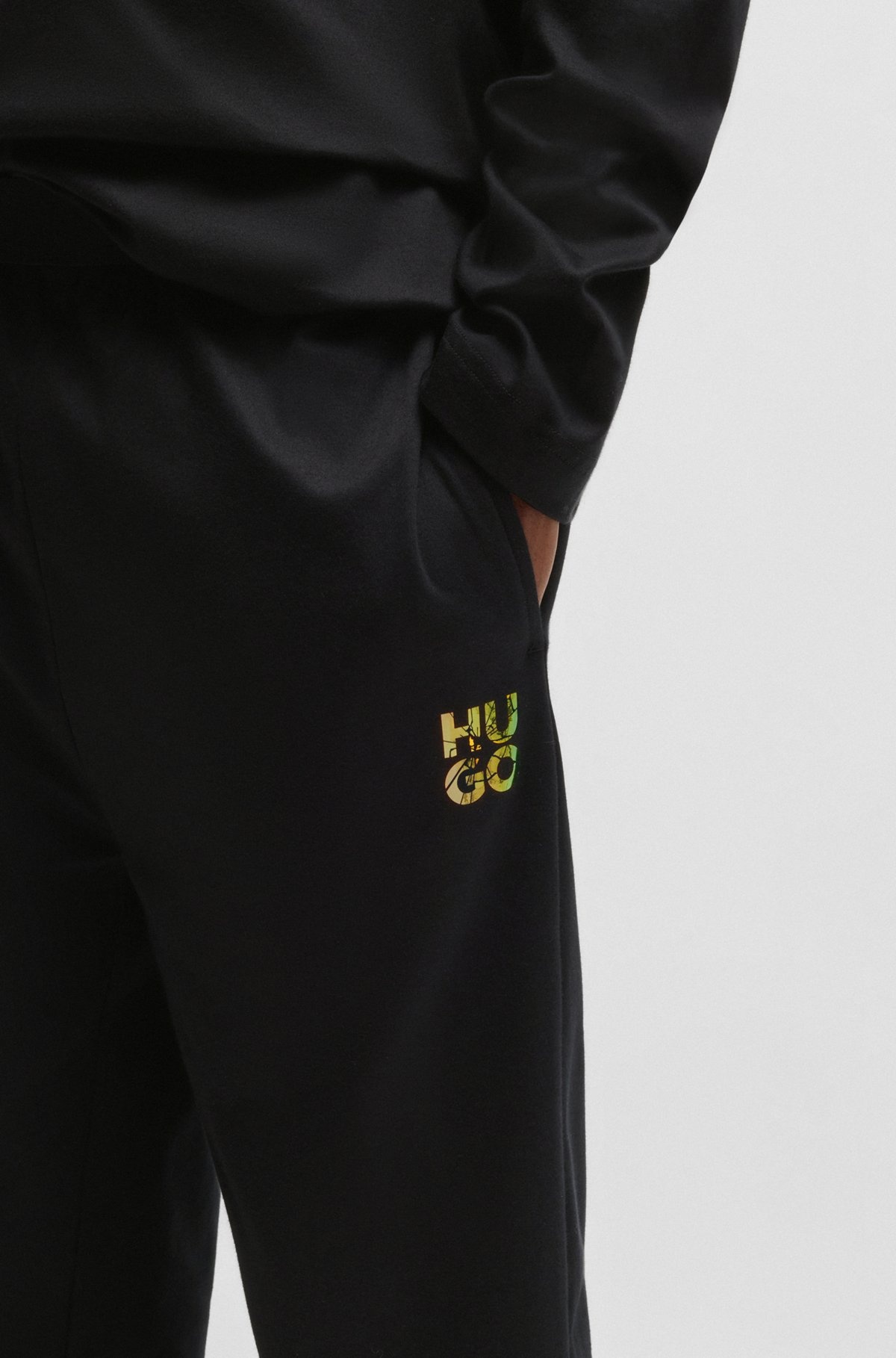 INTERLOCK-COTTON PAJAMA BOTTOMS WITH IRIDESCENT LOGO - 5