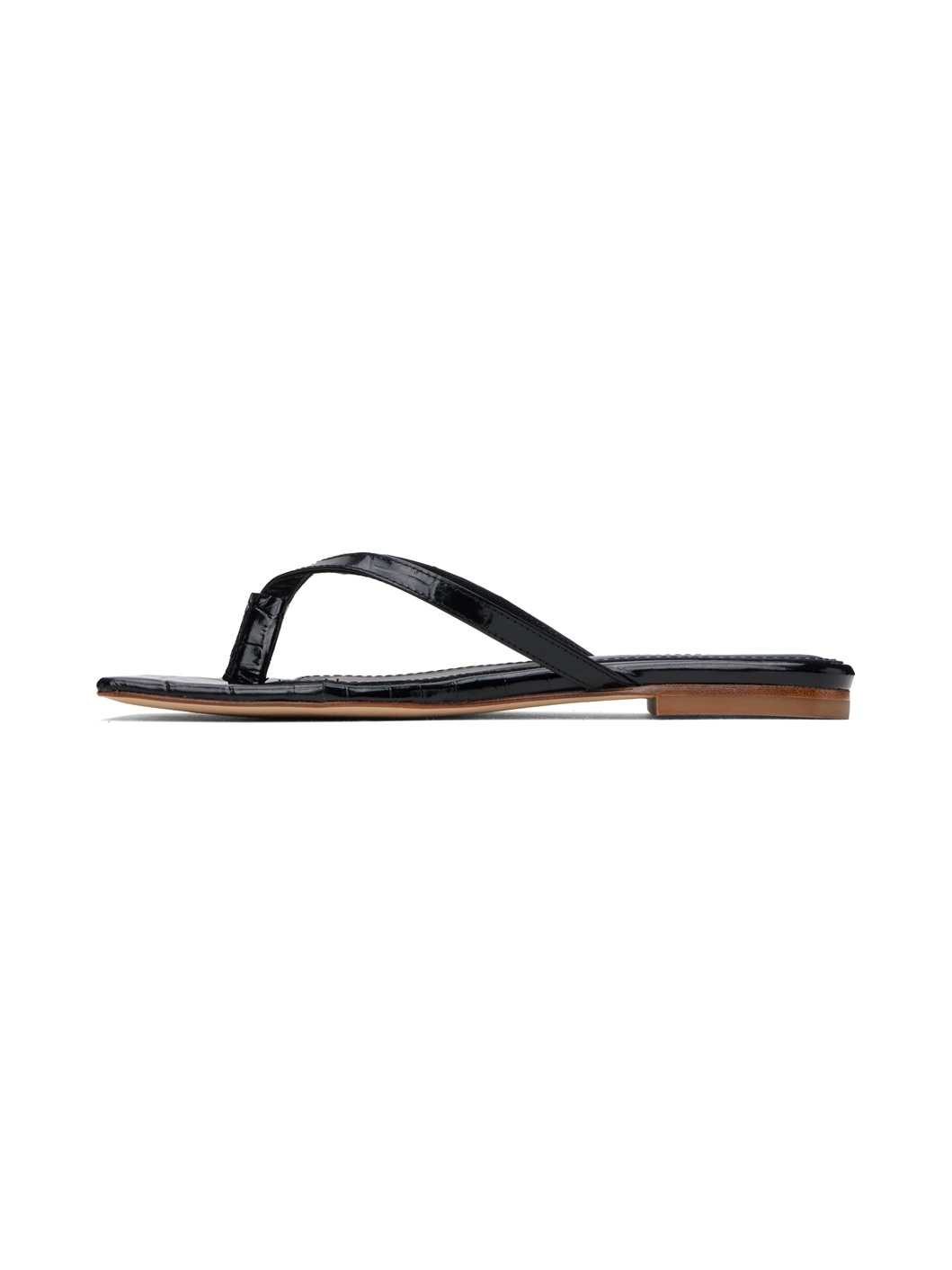 Black Croco Slanted Flip Flops - 3