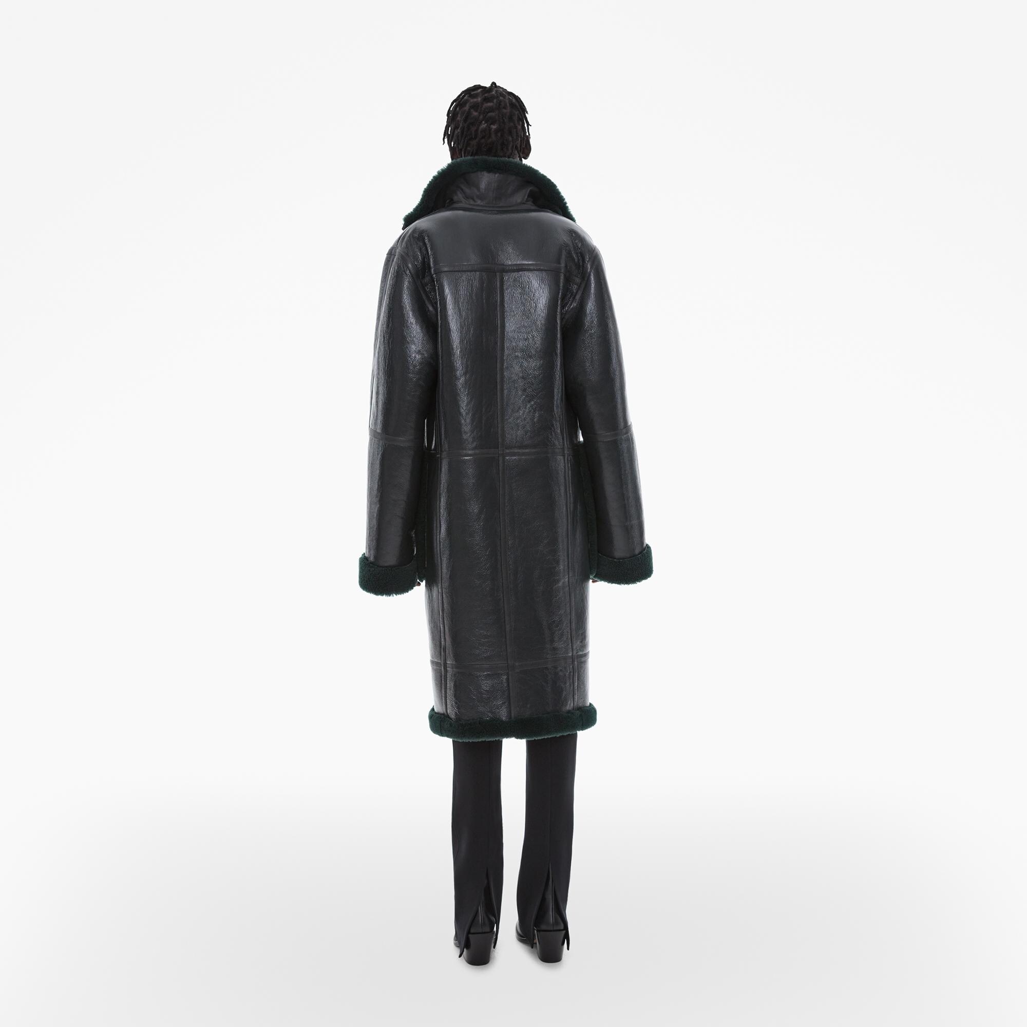 PATENT LEATHER SHEARLING COAT - 4