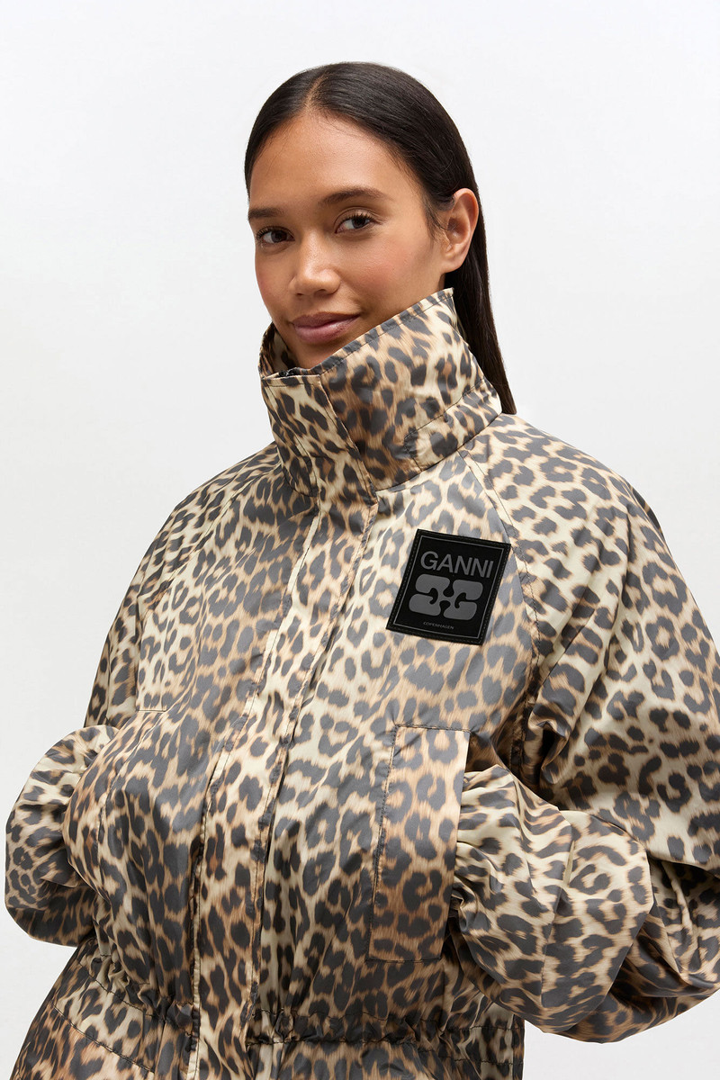 LEOPARD NYLON PARKA COAT 4