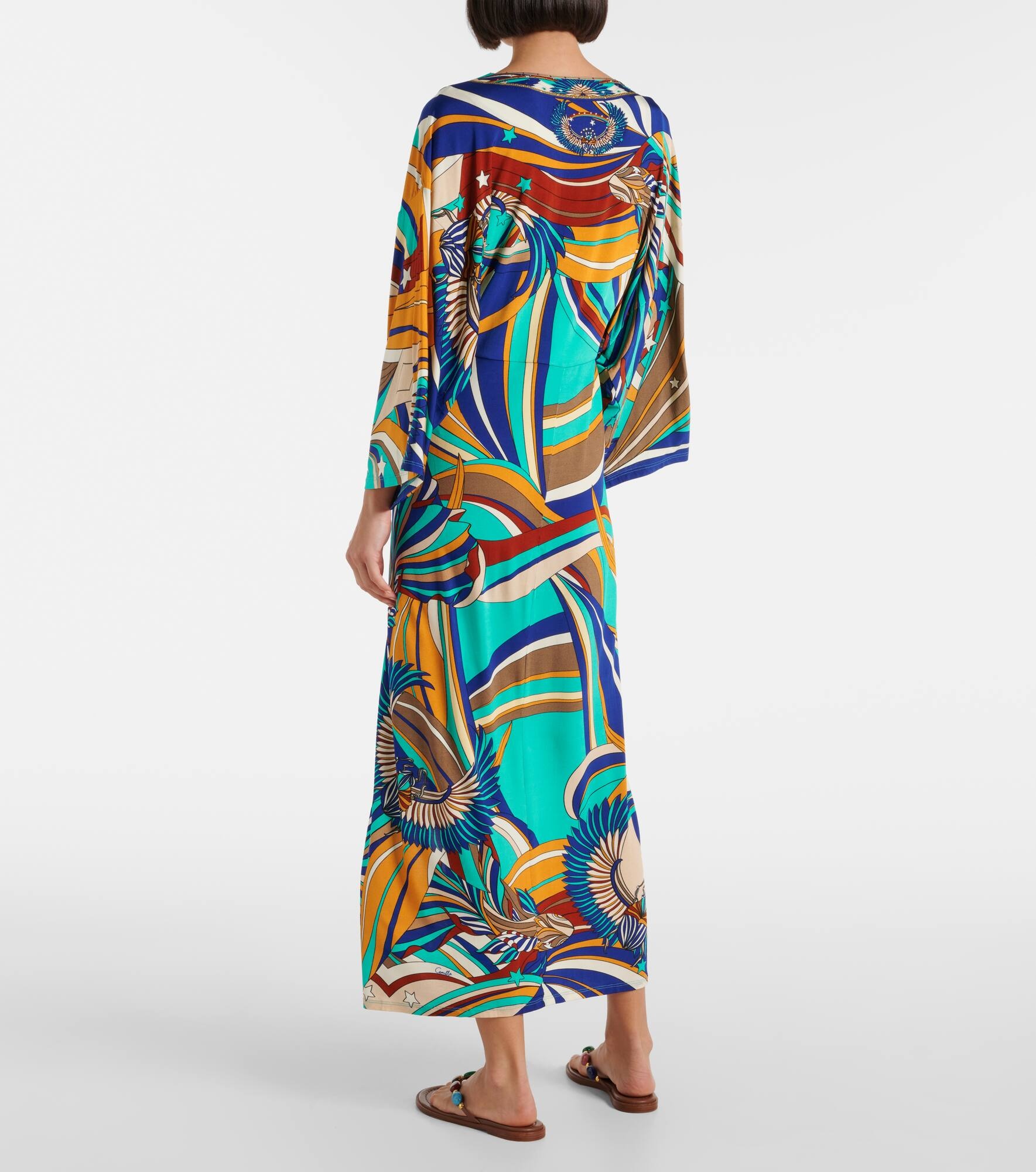 Draped printed jersey maxi dress - 3