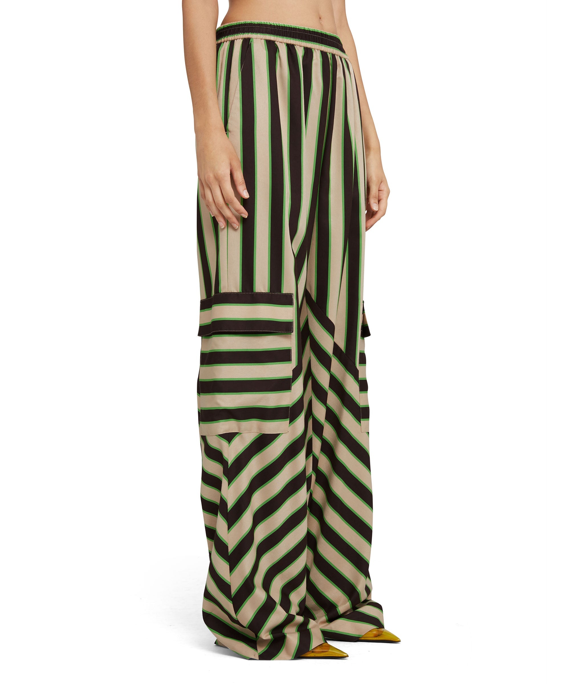 Viscose twill flowing pants with straight legs and "jumbo stripe" print - 4