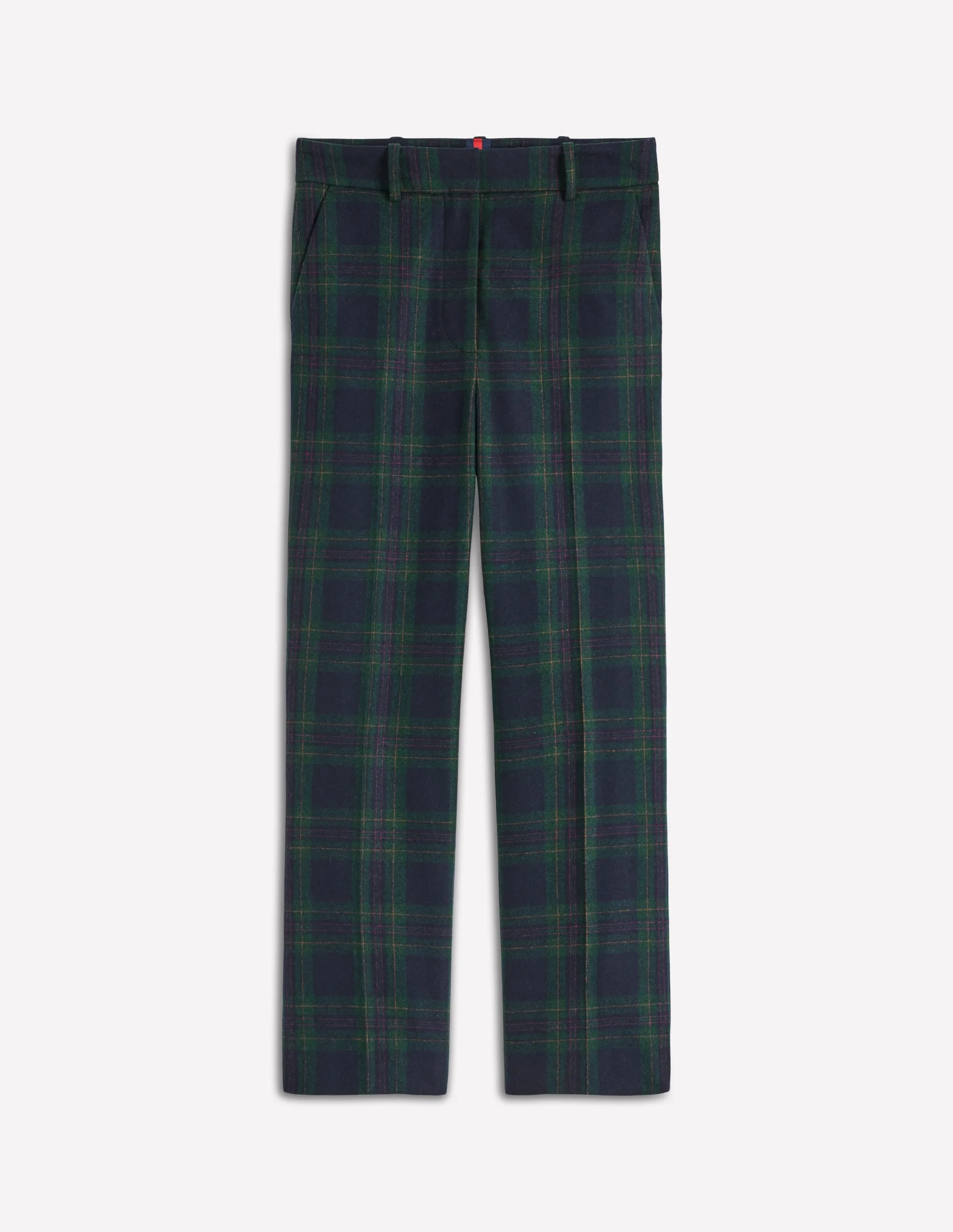 Canonbury Wool Pants-Navy and Green Tonal Check - 1