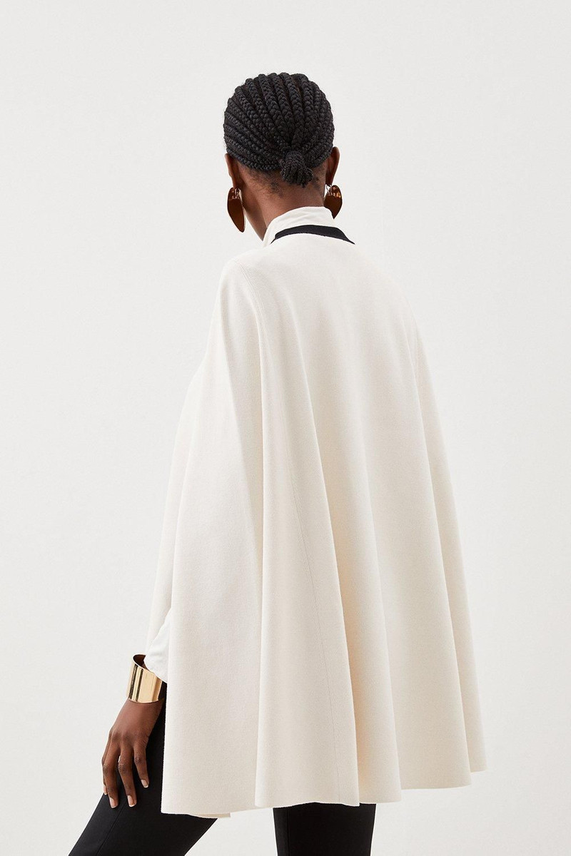 Viscose Blend Military Trim Knitted Cape 3