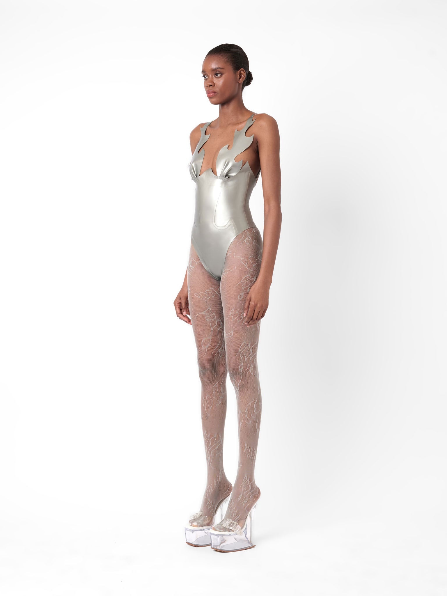 ROAST LATEX BODYSUIT SILVER - 4