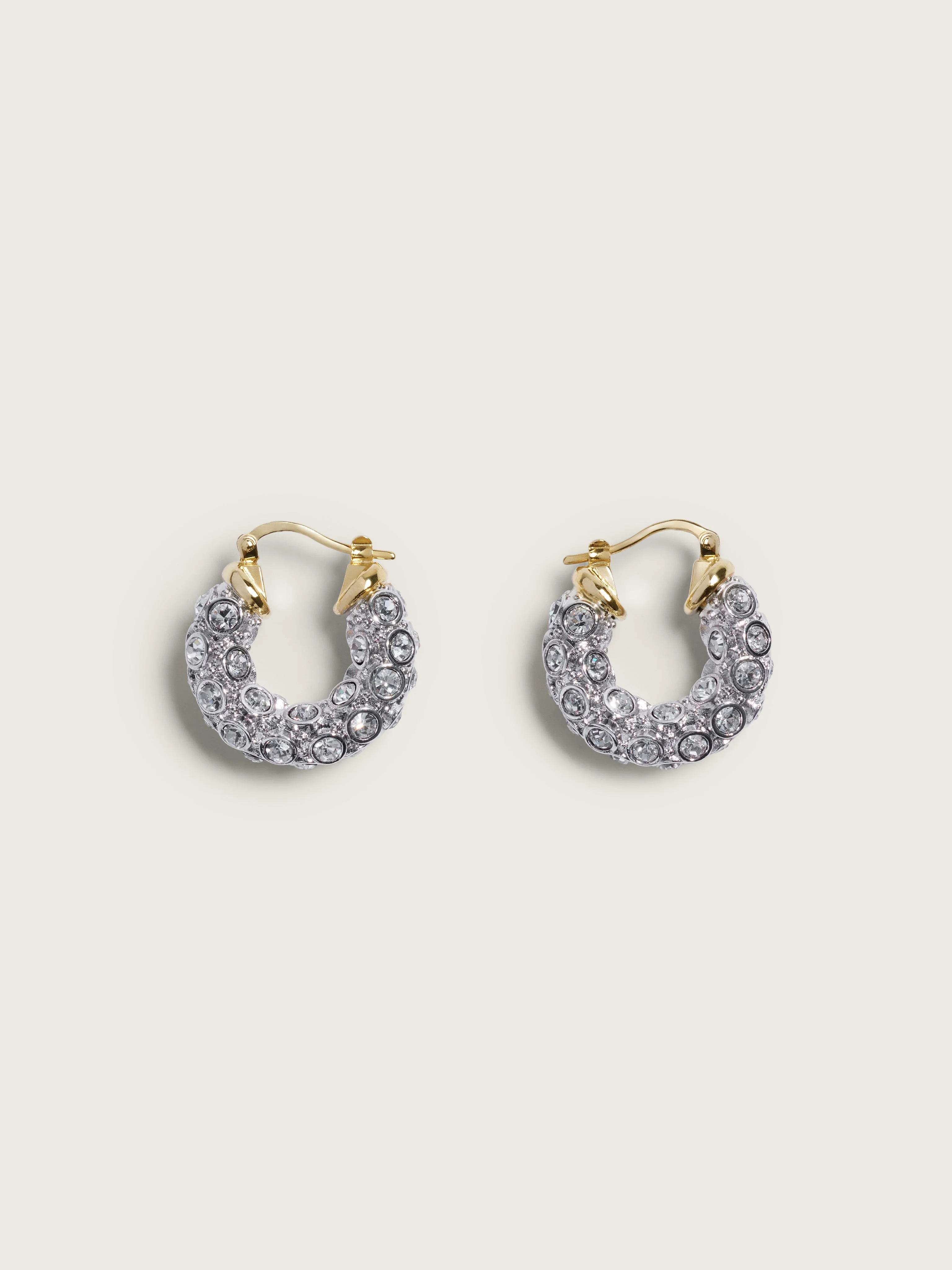 Rhinestone Hoop Earrings - 1