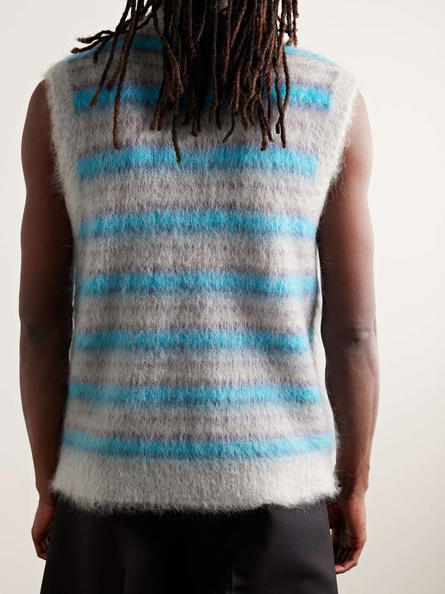 Brushed Striped Mohair-Blend Sweater Vest - 4