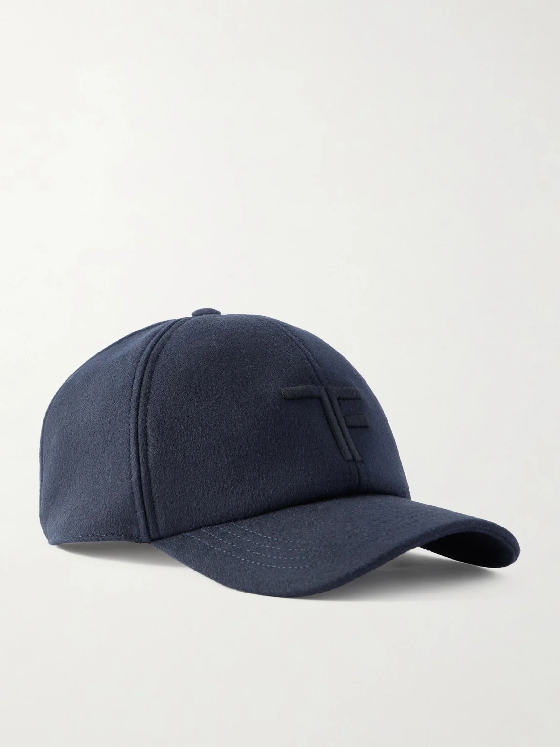 Leather-Trimmed Logo-Embroidered Cashmere Baseball Cap - 1