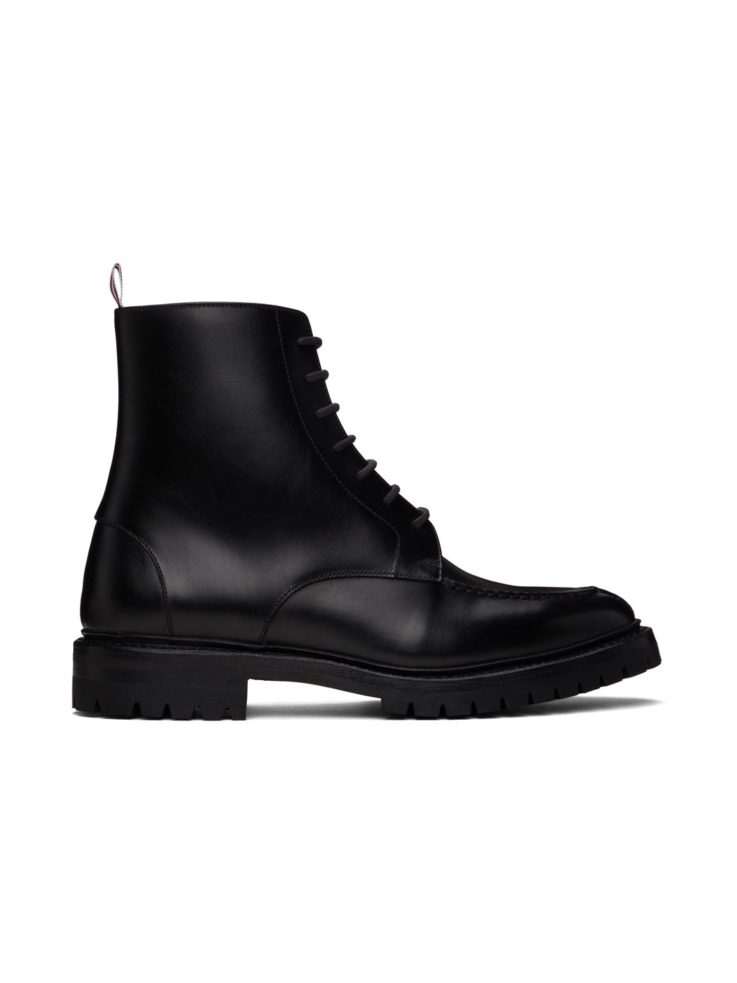 Black Commando Sole Apron Stitch Boots - 1