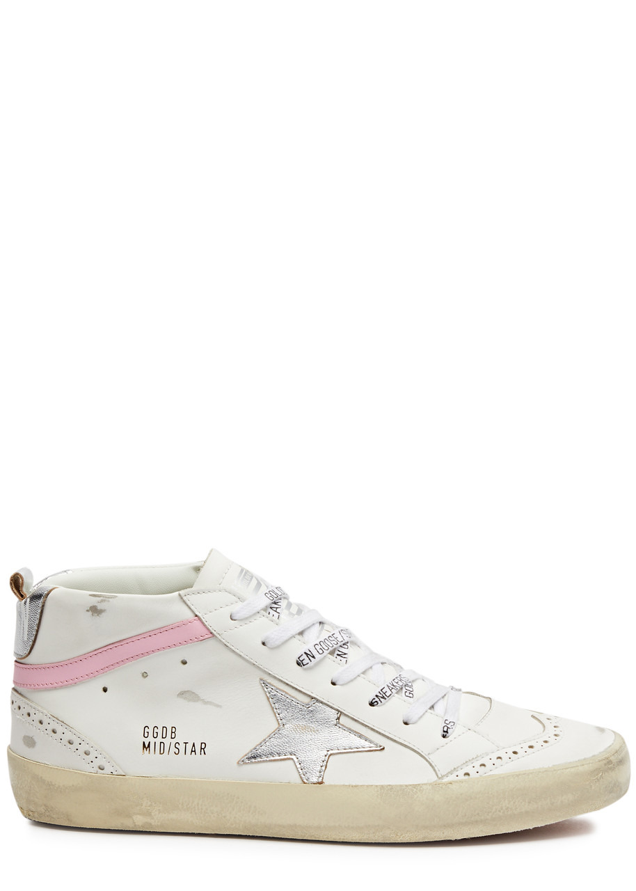 Mid Star distressed leather sneakers - 1