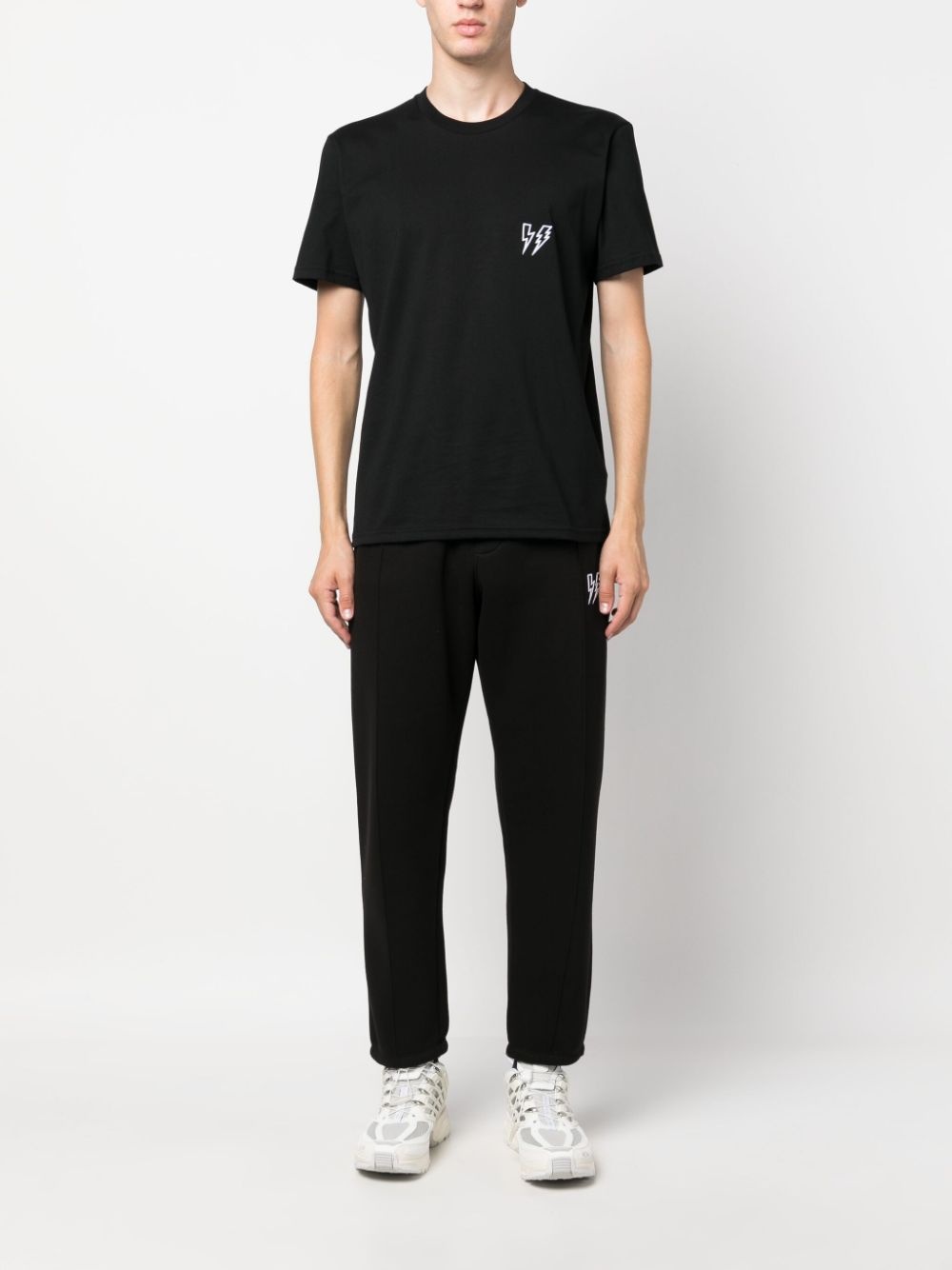 Thunderbolt-embroidered cotton T-shirt - 2