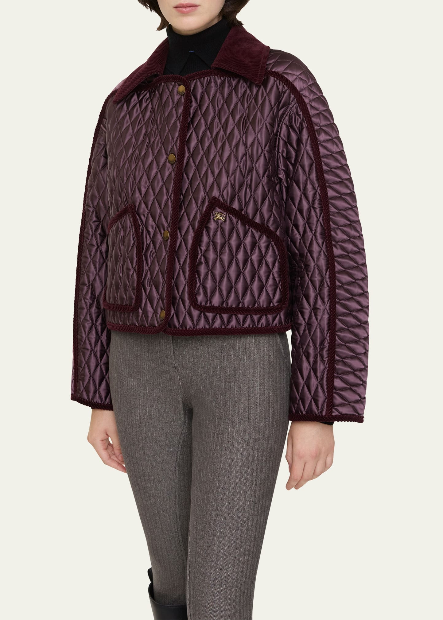 Floriston Corduroy-Trim Quilted Barn Jacket - 4