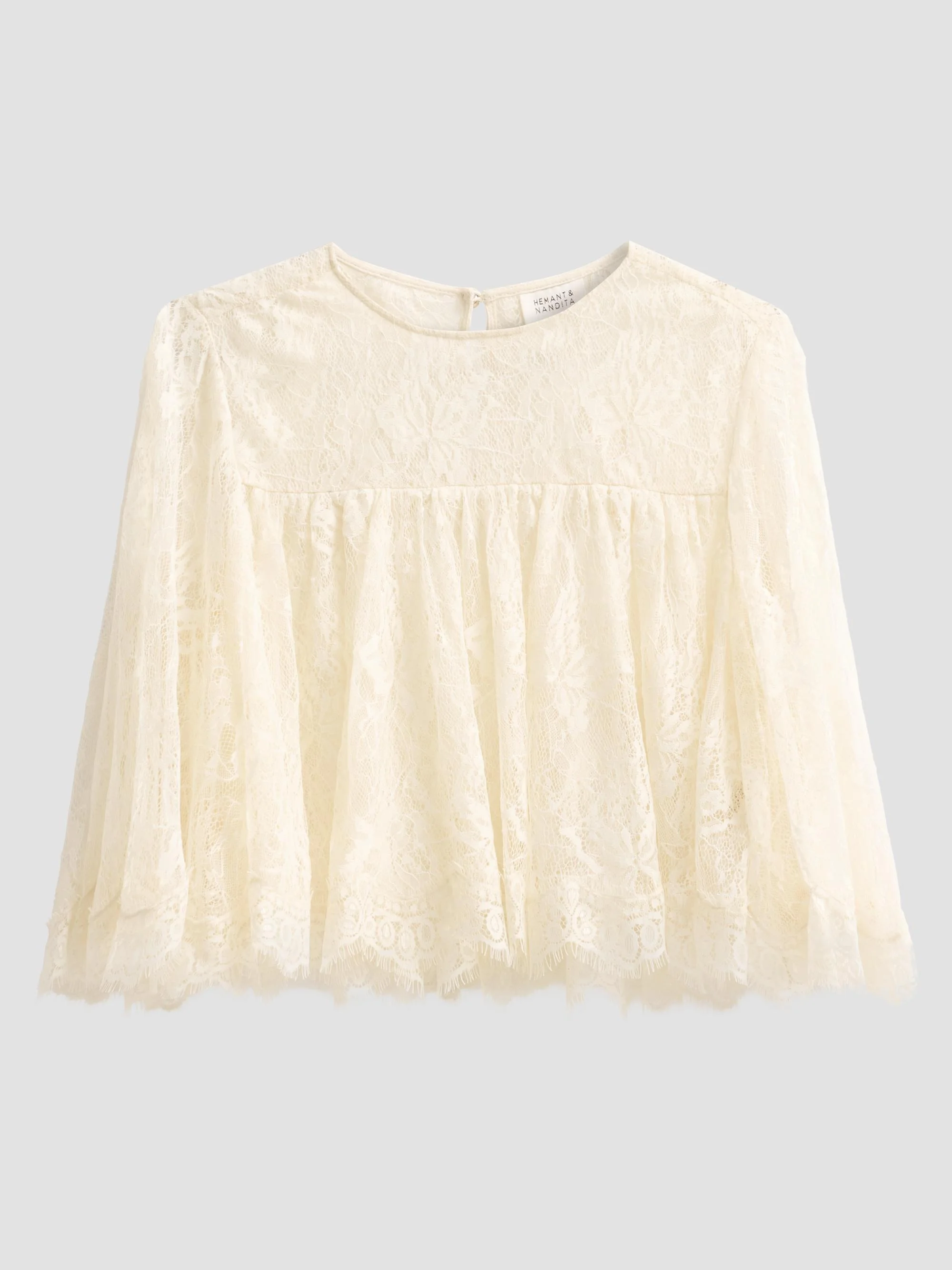 Women's Floral Lace Top - Ivory - 1