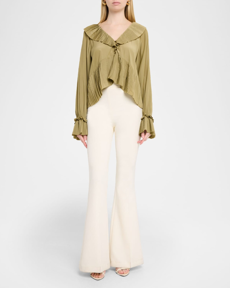 RAMY BROOK Jacklyn Pleated Ruffle-Trim Blouse outlook