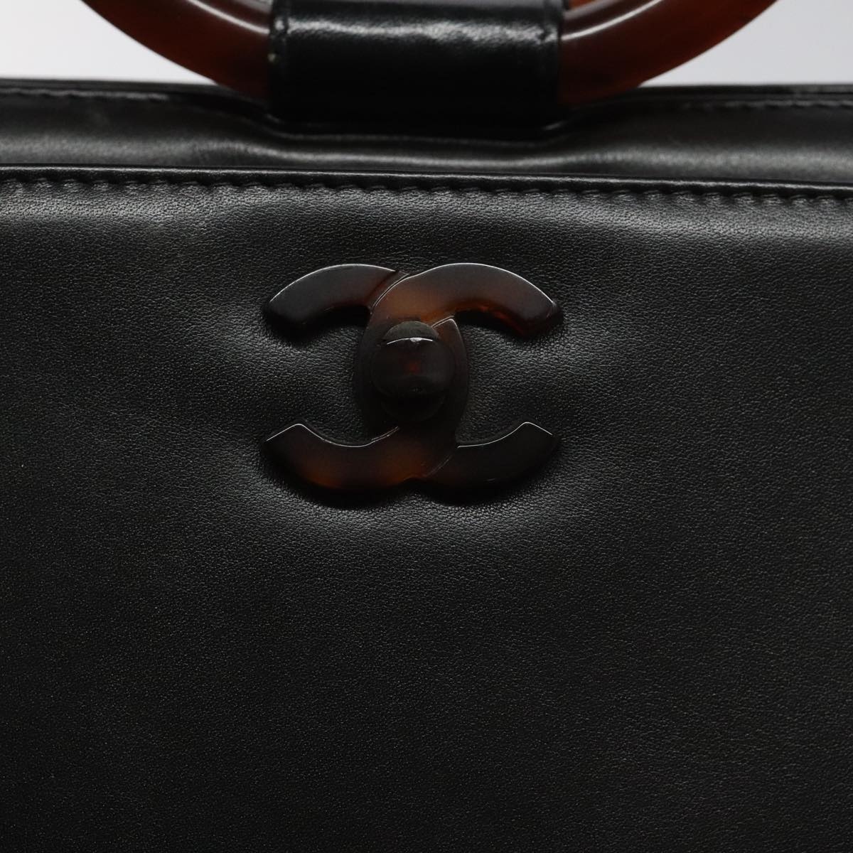 CHANEL Hand Bag Leather Black CC - 14