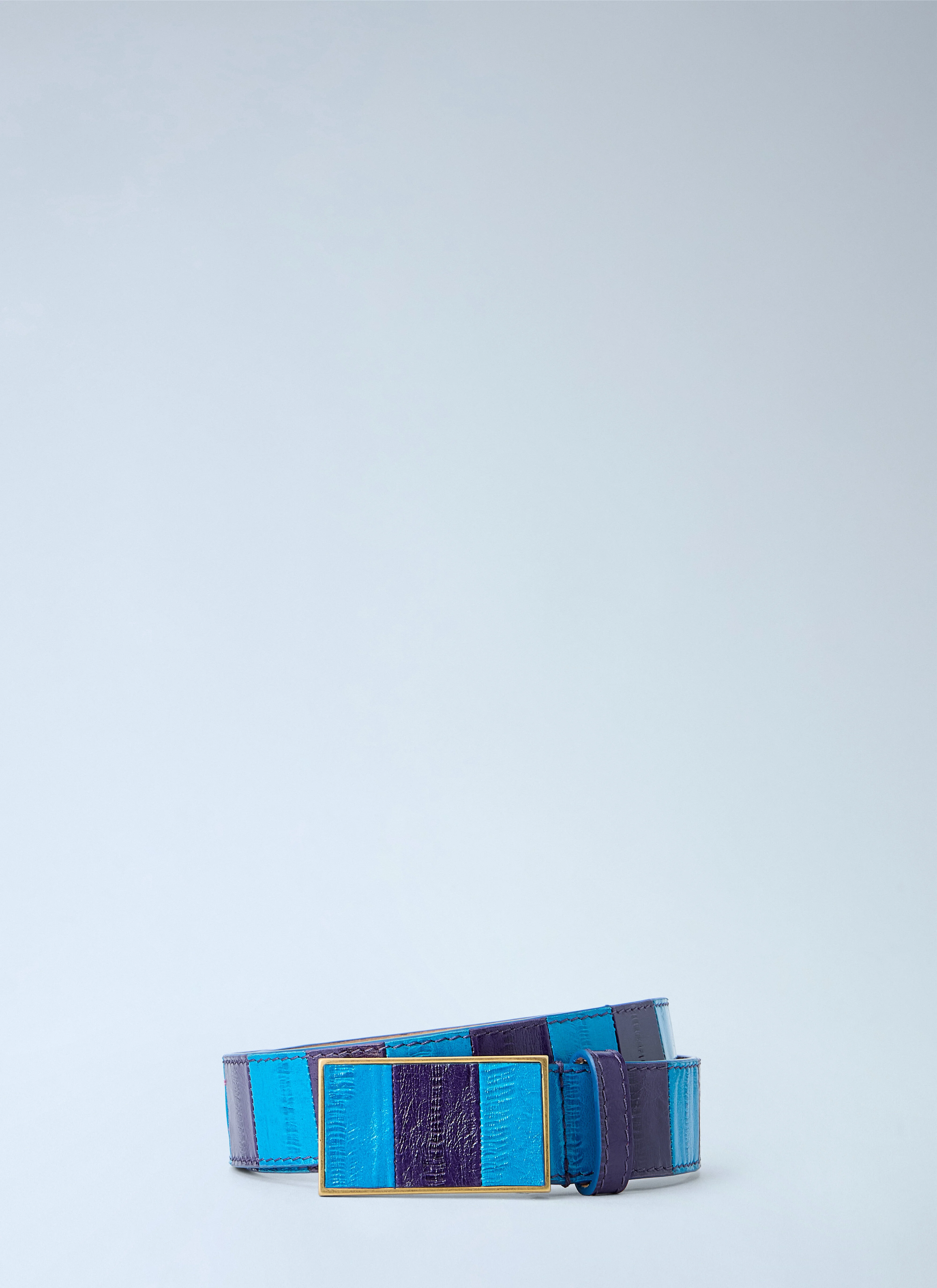Striped Leather Belt - 1