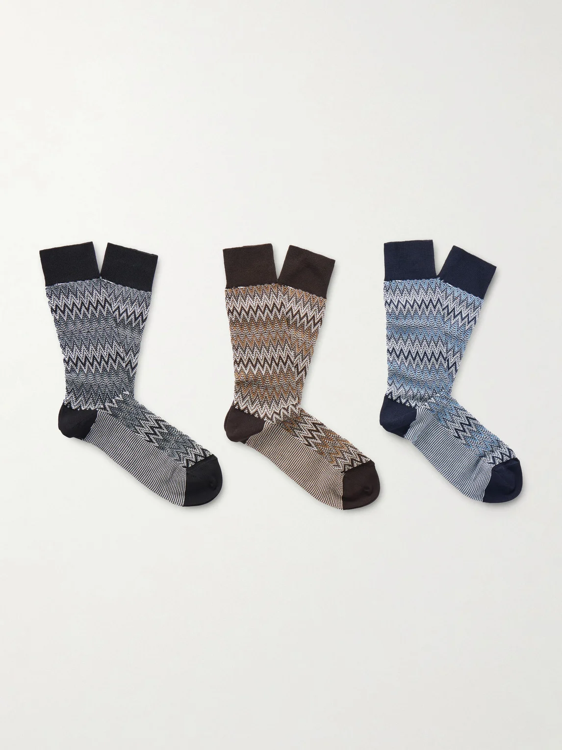 Three-Pack Crochet-Knit Cotton-Blend Socks - 1