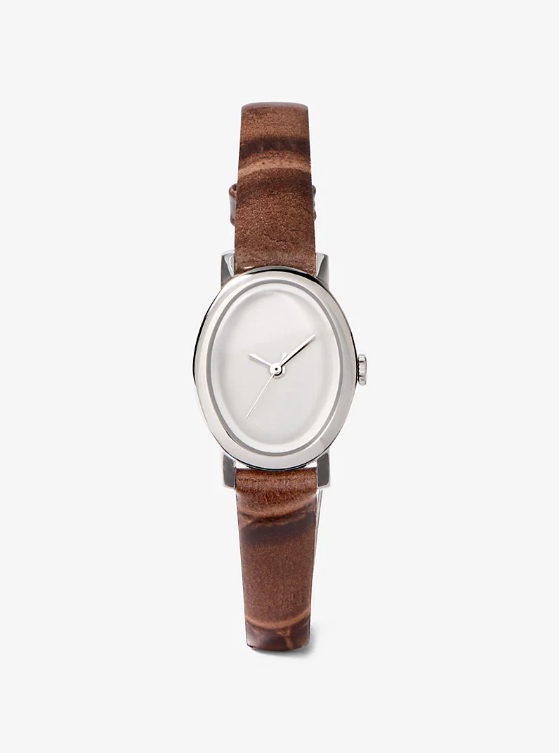 Limited-Edition Petite Maude Silver-Tone and Crocodile Embossed Leather Watch - 1
