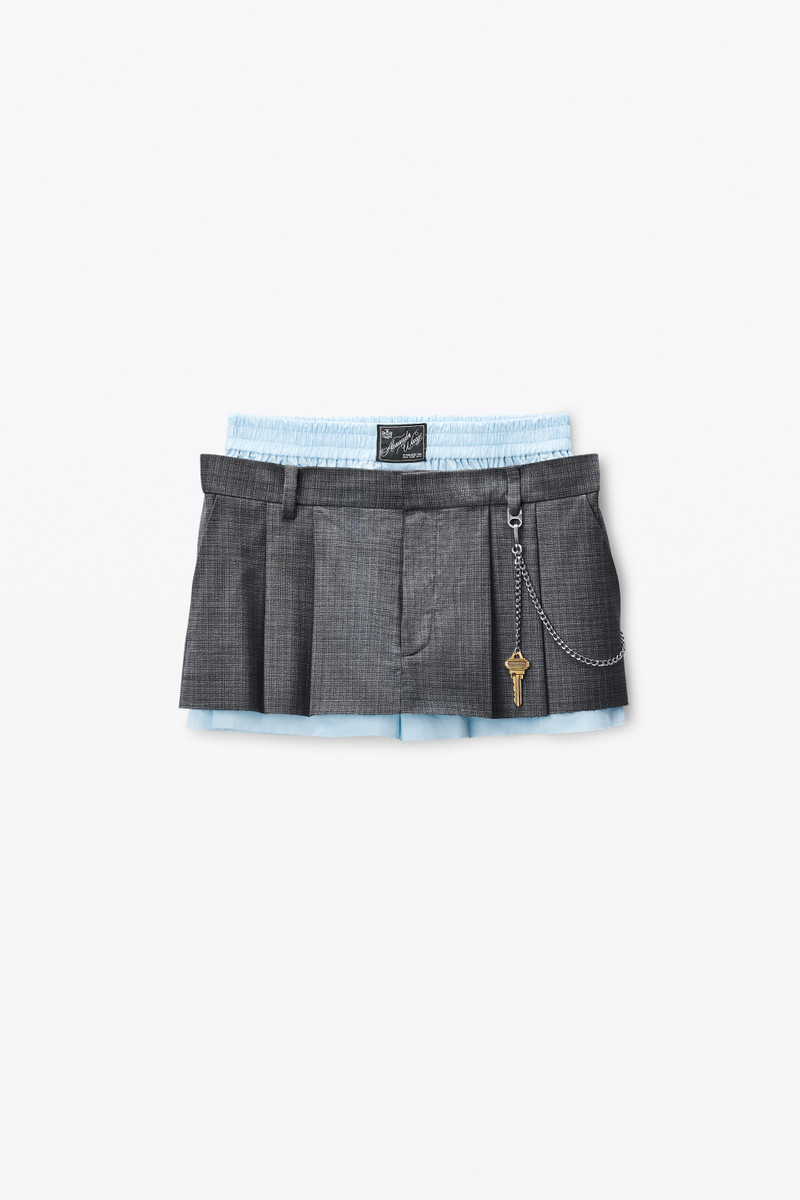 Grey Wool-Blend Miniskirt - 1