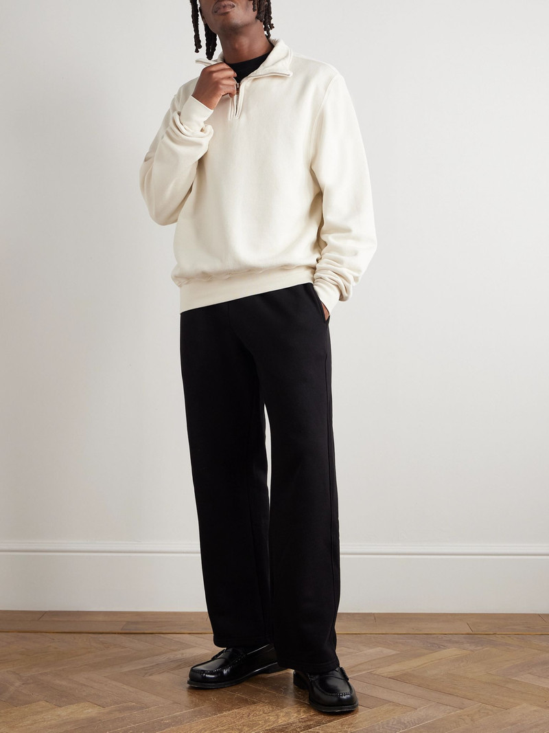 LES TIEN Yacht Garment-Dyed Cotton-Jersey Half-Zip Sweatshirt Ecru outlook