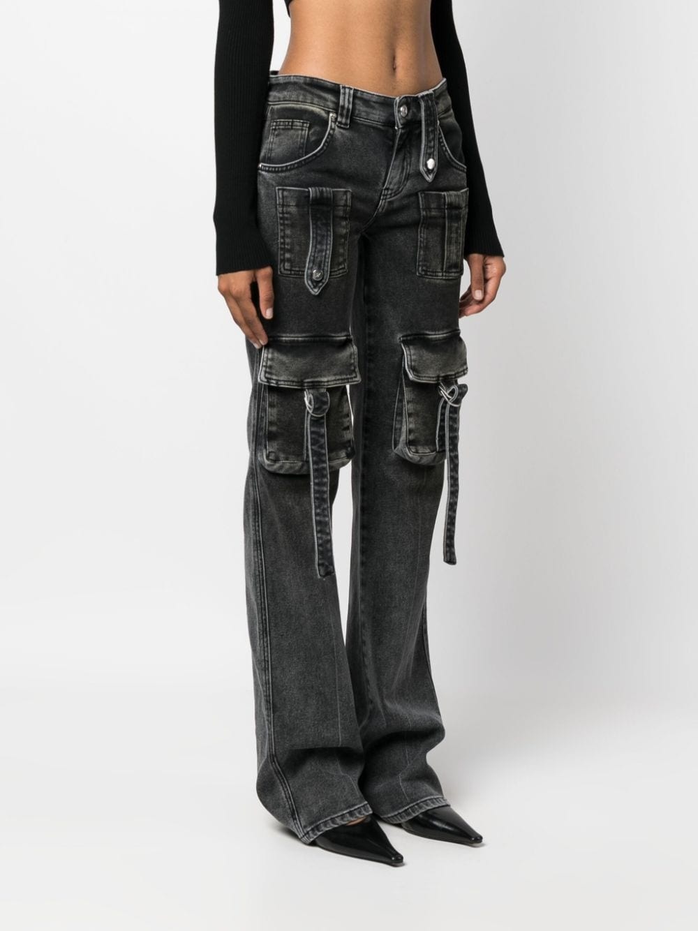 low-rise flared cargo trousers, Blumarine