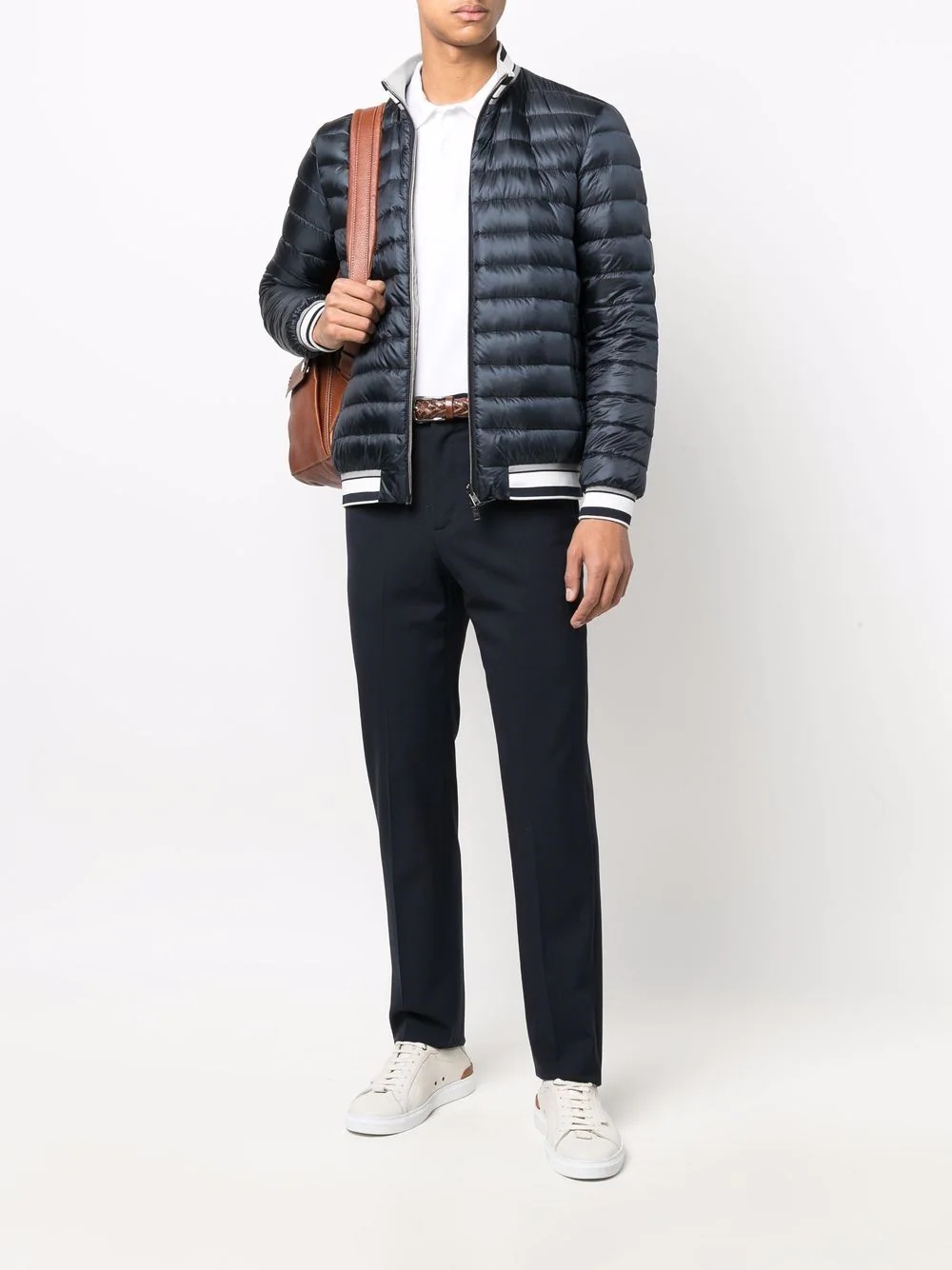 stripe-detail quilted jacket - 2