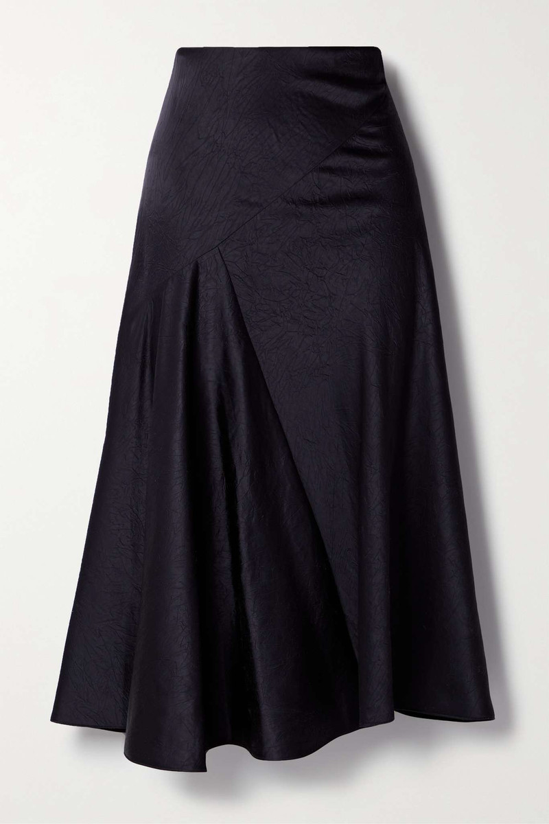Draped crinkled-satin midi skirt 1