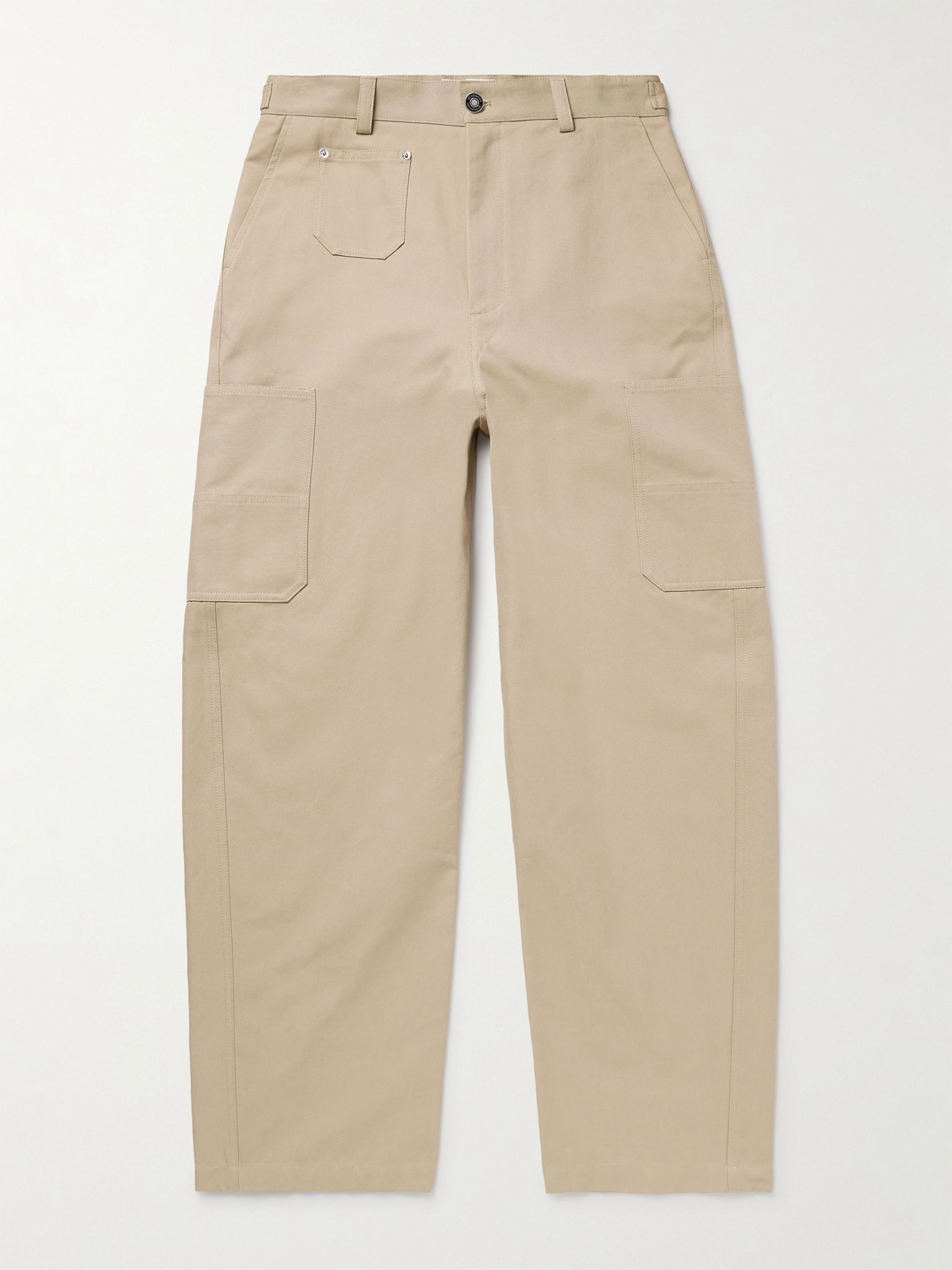 Wide-Leg Cotton-Canvas Cargo Trousers Beige - 1
