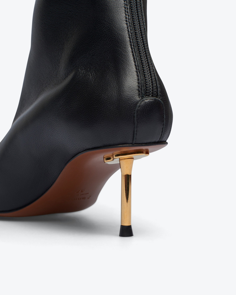 TALLI - Elongated square toe booties with metal heels - Black 4