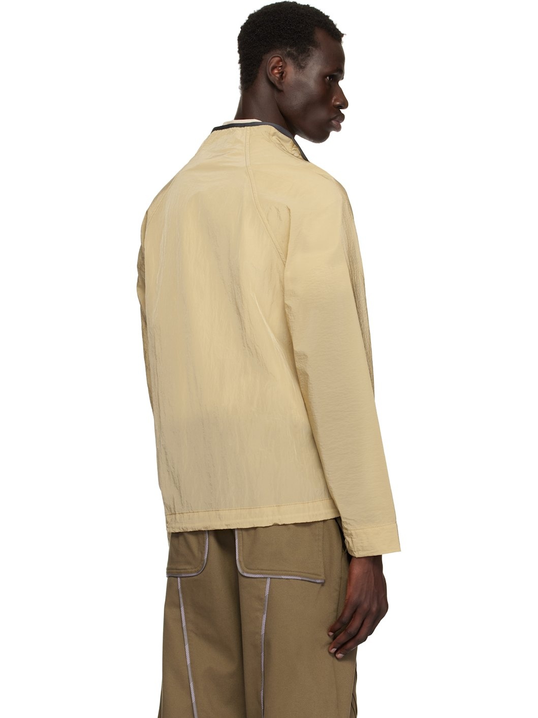 Beige Ganga Shiny Nylon Track Jacket - 3