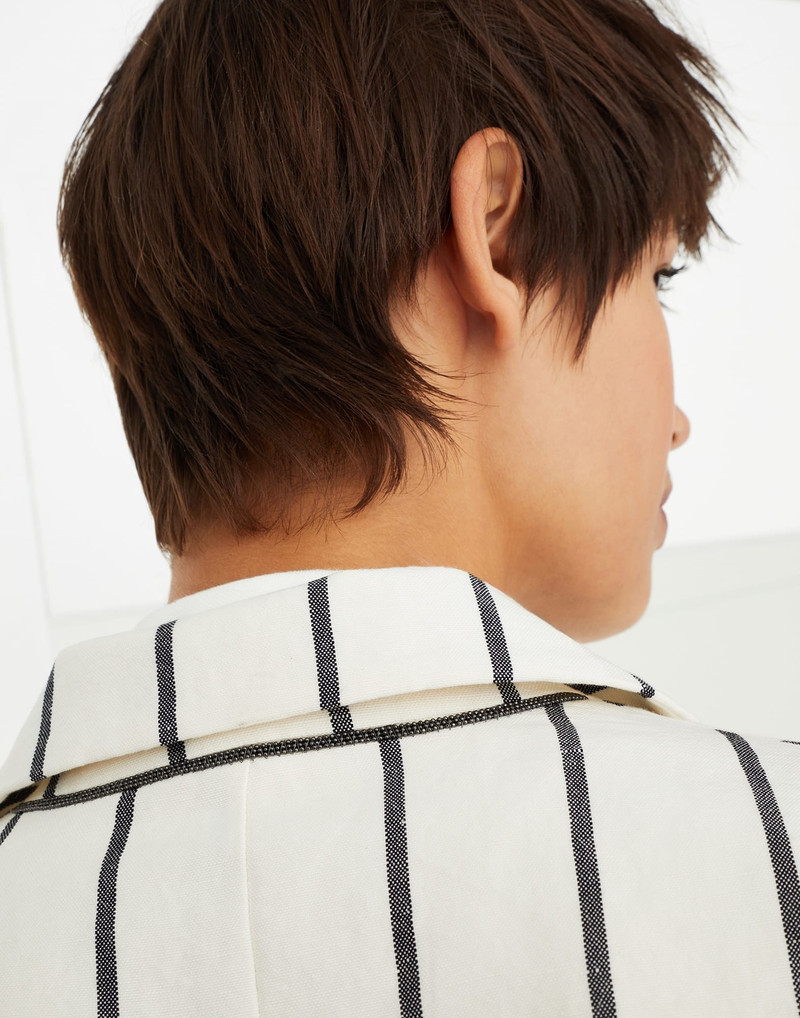 Striped linen and cotton blazer with monili 3