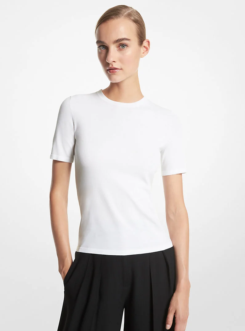 Stretch Viscose Short-Sleeve Sweater - 1