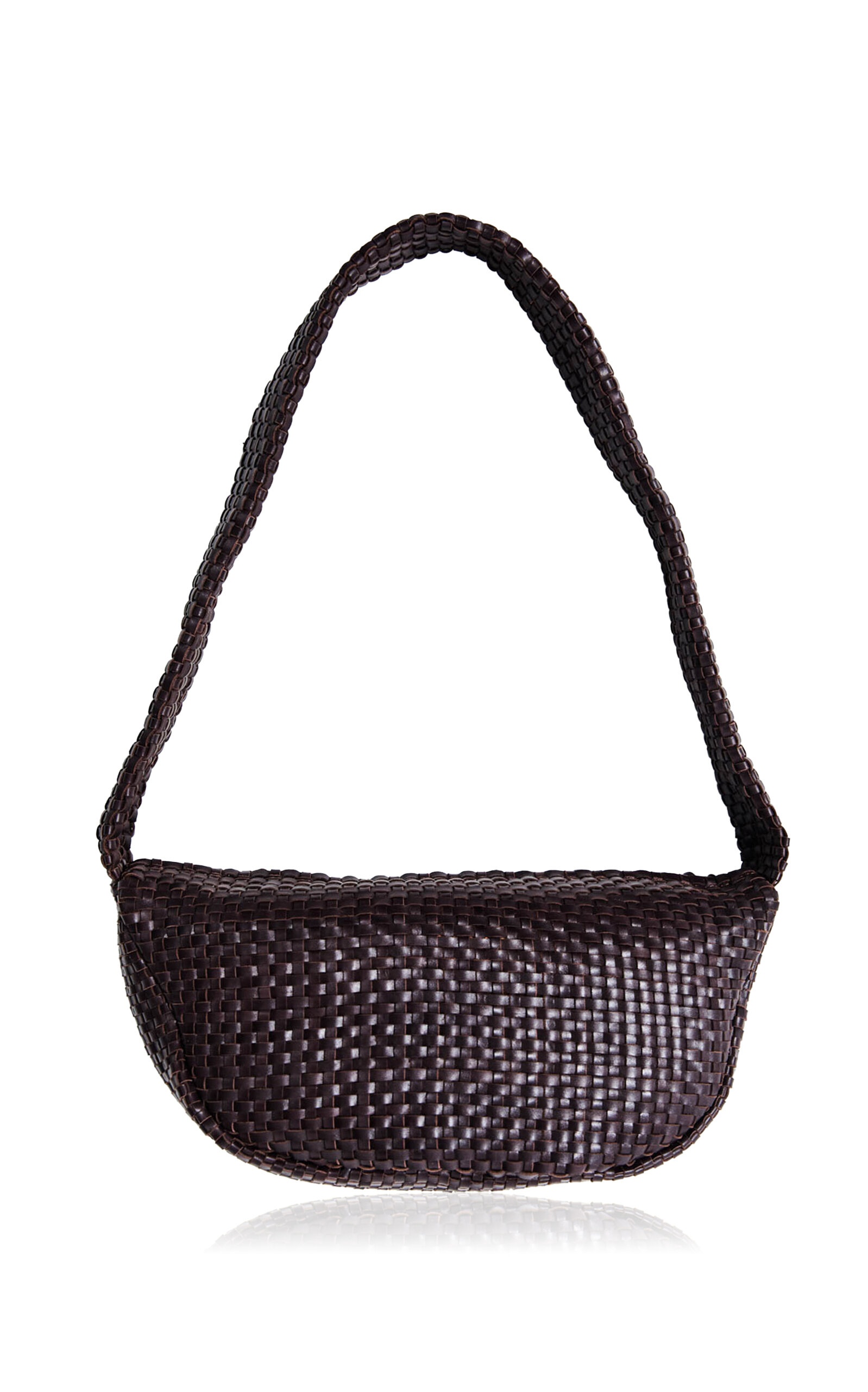 Lattice Weave Leather Crescent Bag brown - 1