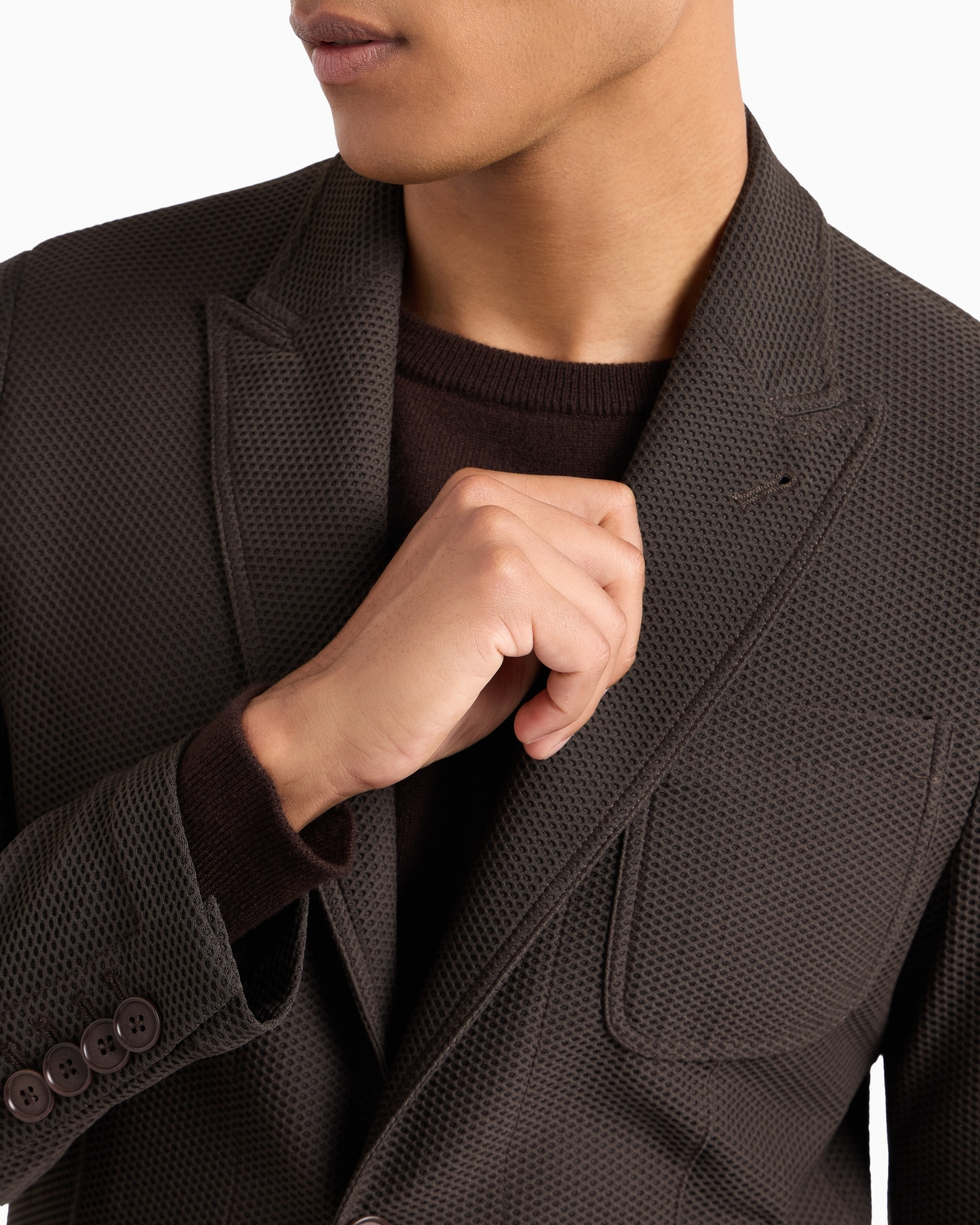 Single-breasted jacket in technical waffle fabric - 5