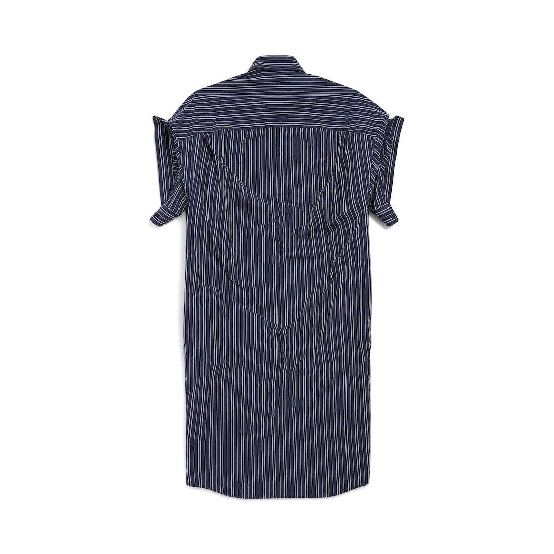Women's Tucked Sleeve Shirt Dress in Navy - 2
