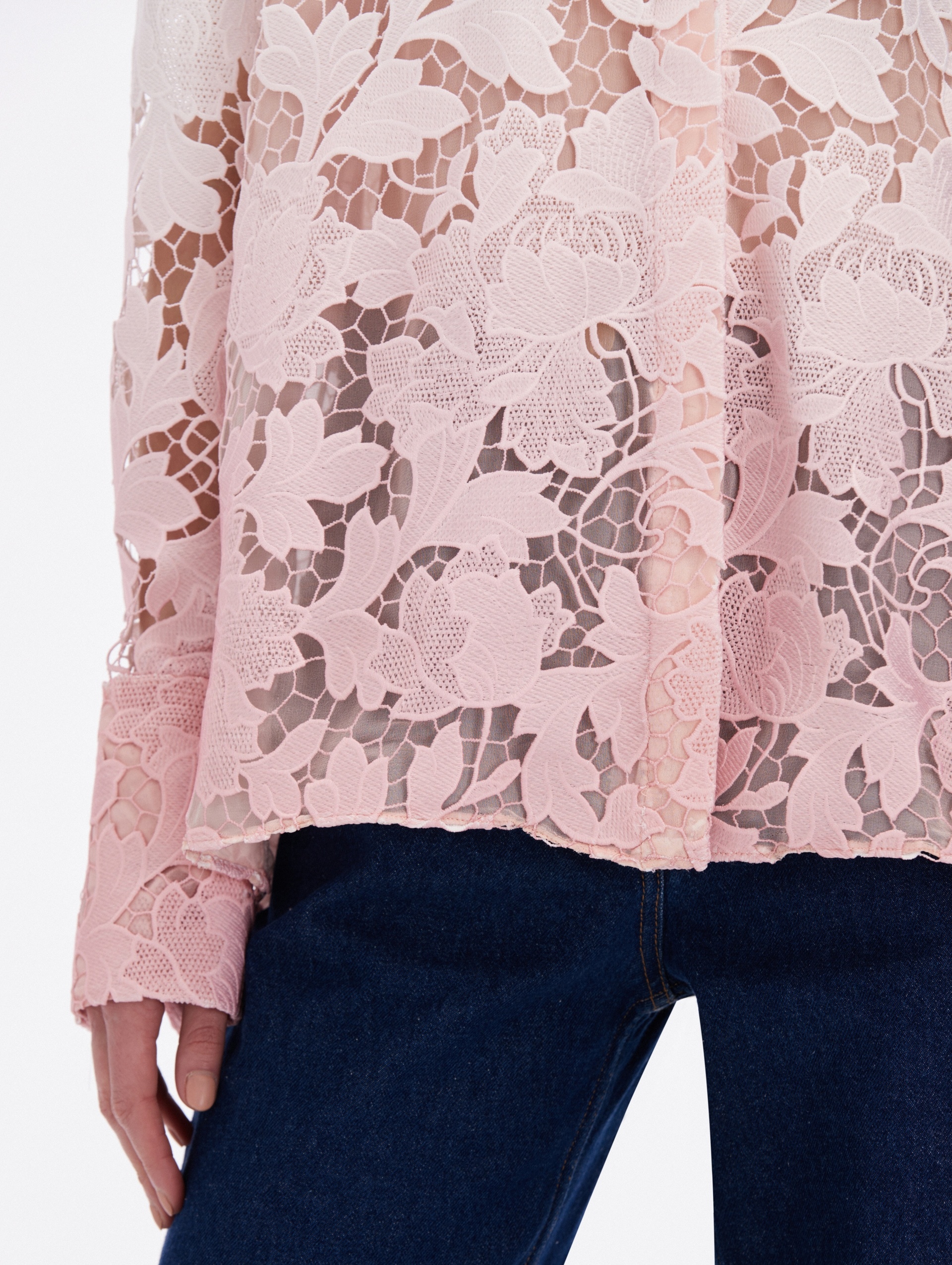 OMBRE PEONY GUIPURE BLOUSE - 5