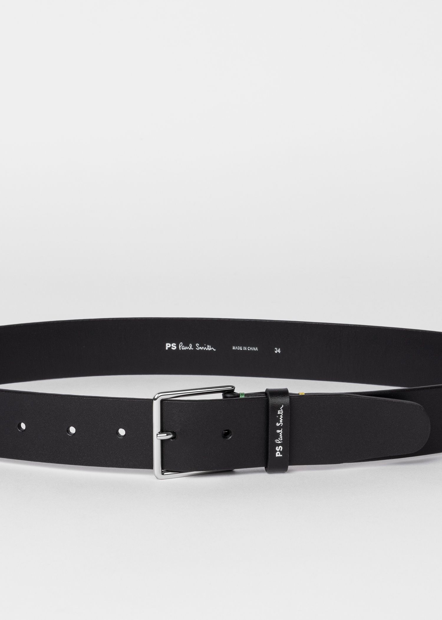 Black Leather Belt With Colourful Stitch Detail - 2