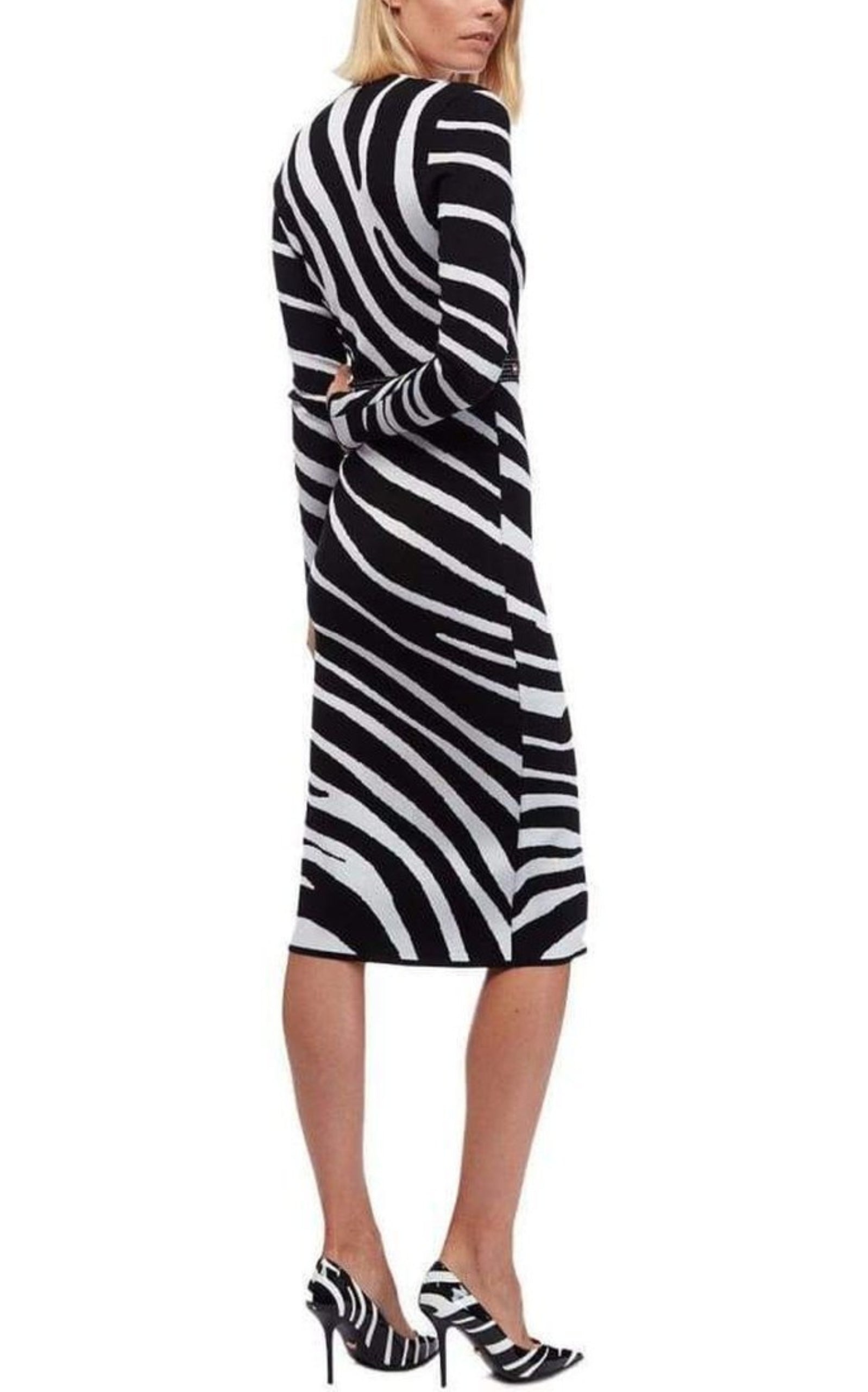 Zebra Print Sweater Dress - 3