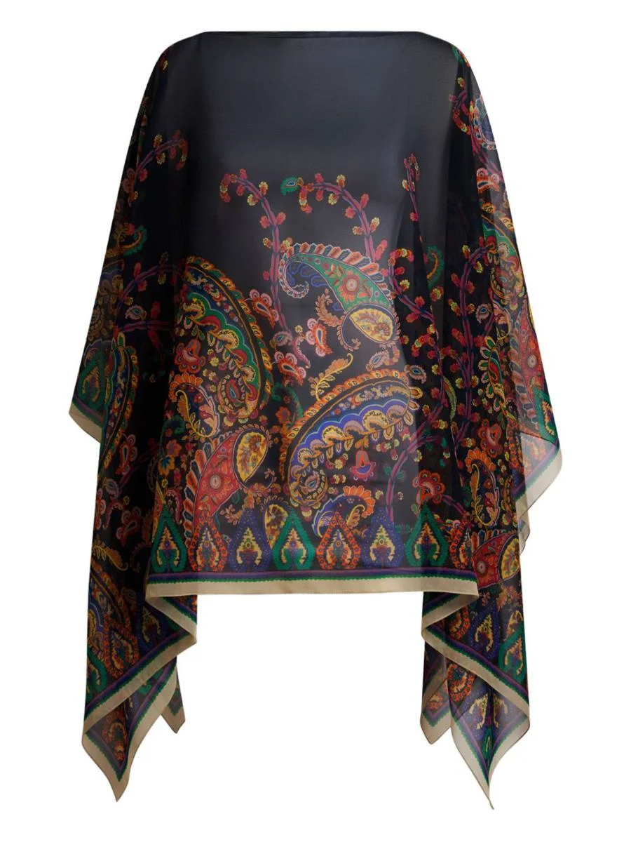 Etro Printed Silk Poncho - 1