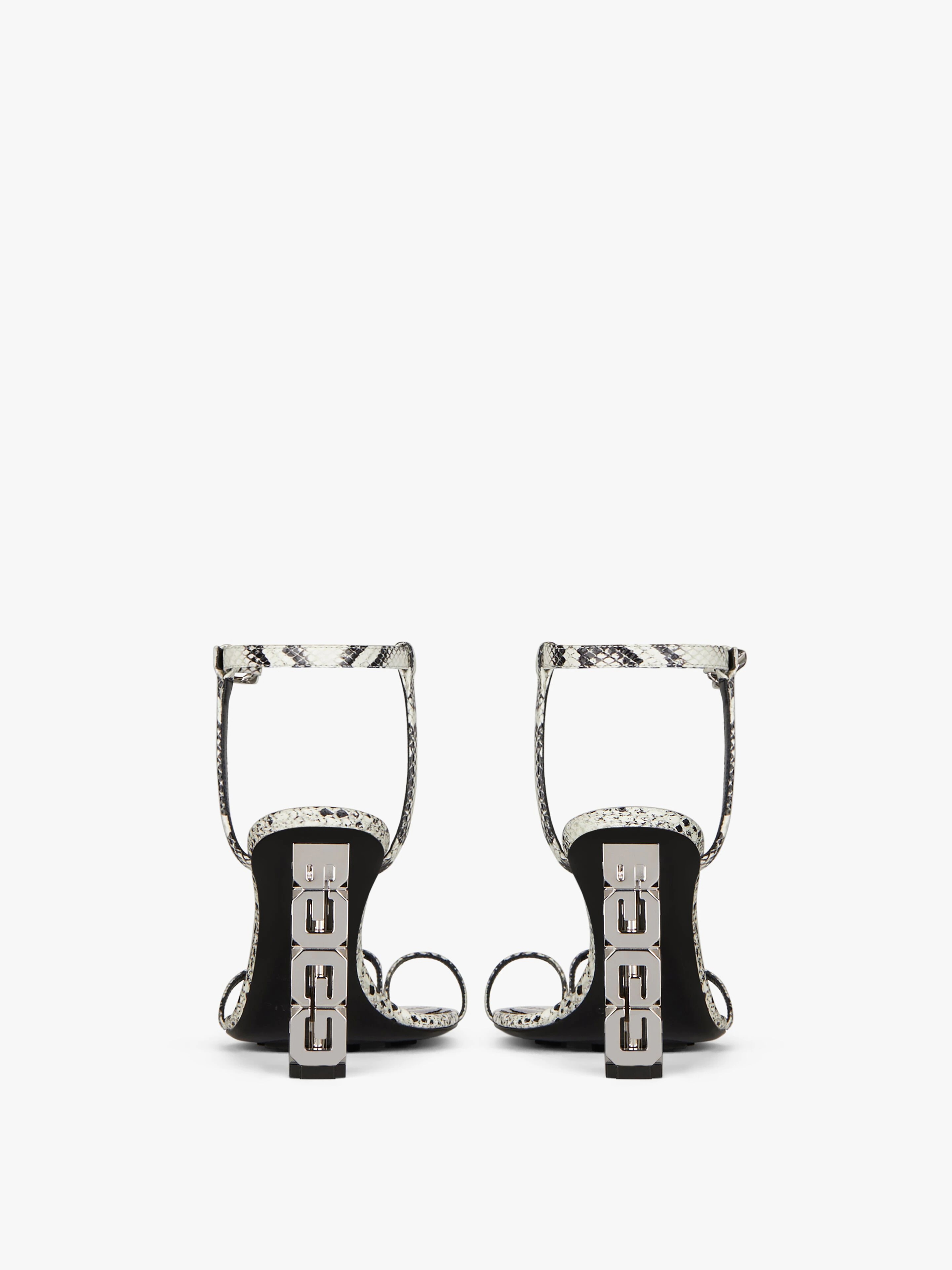 TRIPLE TOES SANDALS IN PYTHON EFFECT LEATHER WITH G HEEL - 5