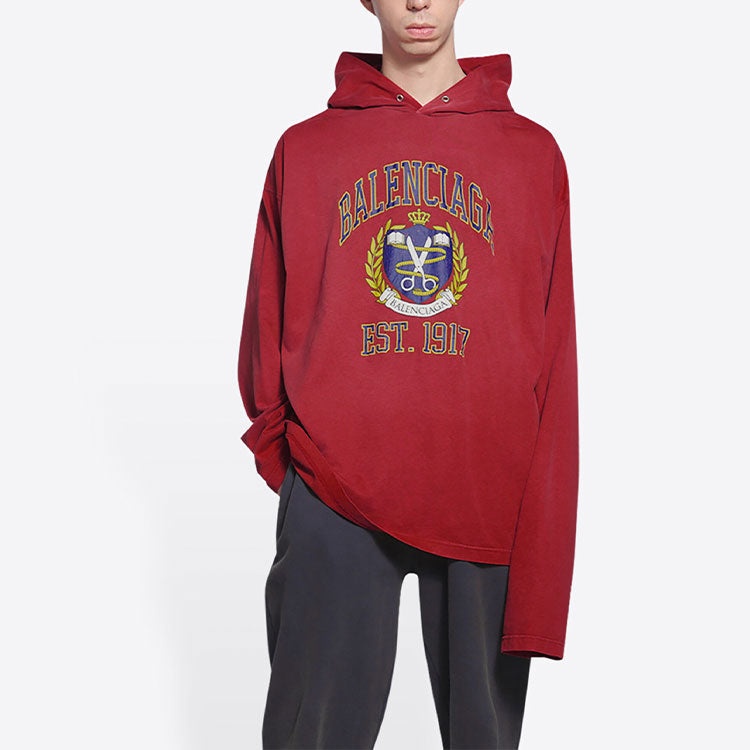 Balenciaga Est. 1917 College Logo Print Hoodie 'Red' 674685TLV896163 - 6