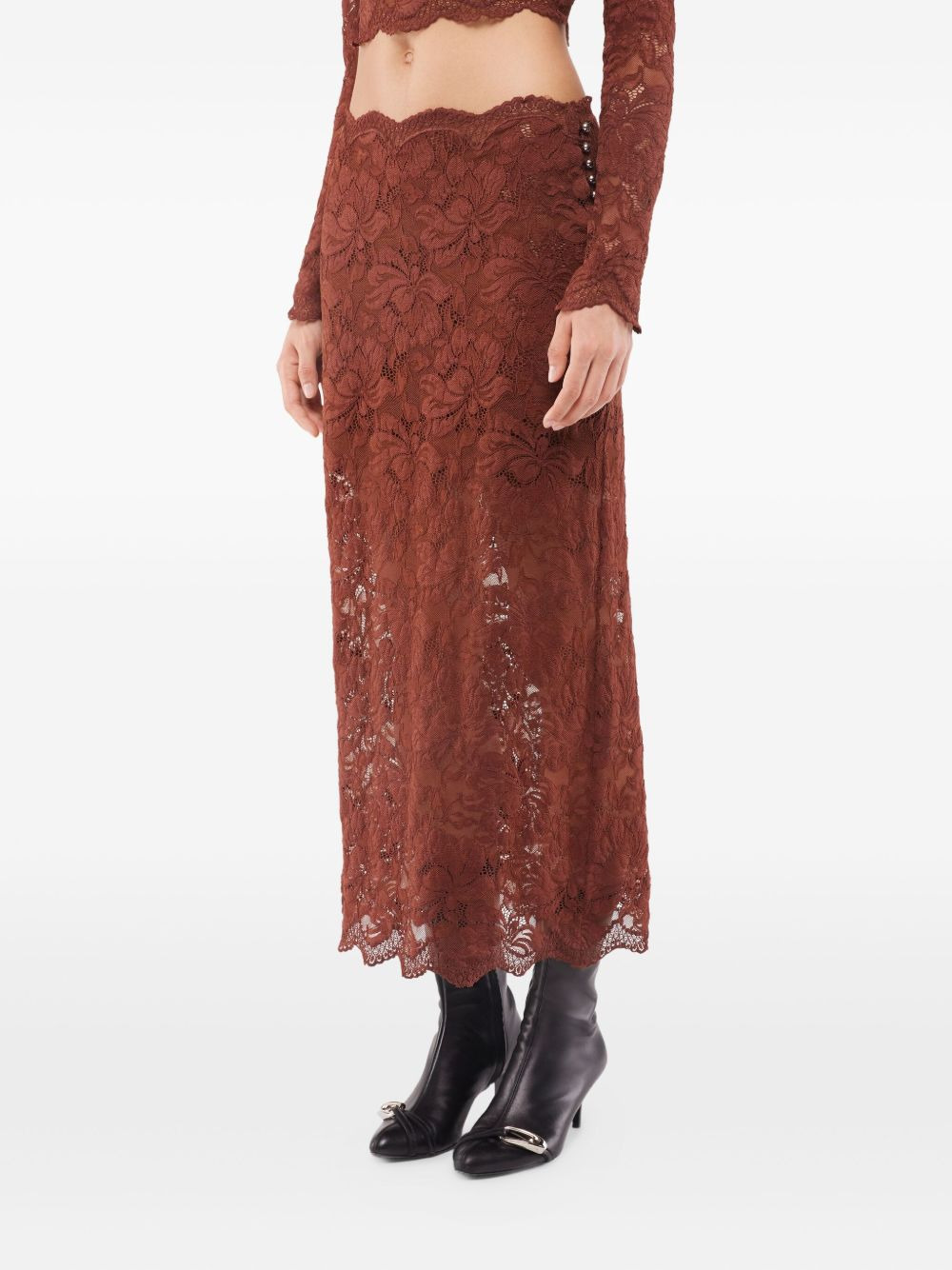 lace floral midi skirt - 4