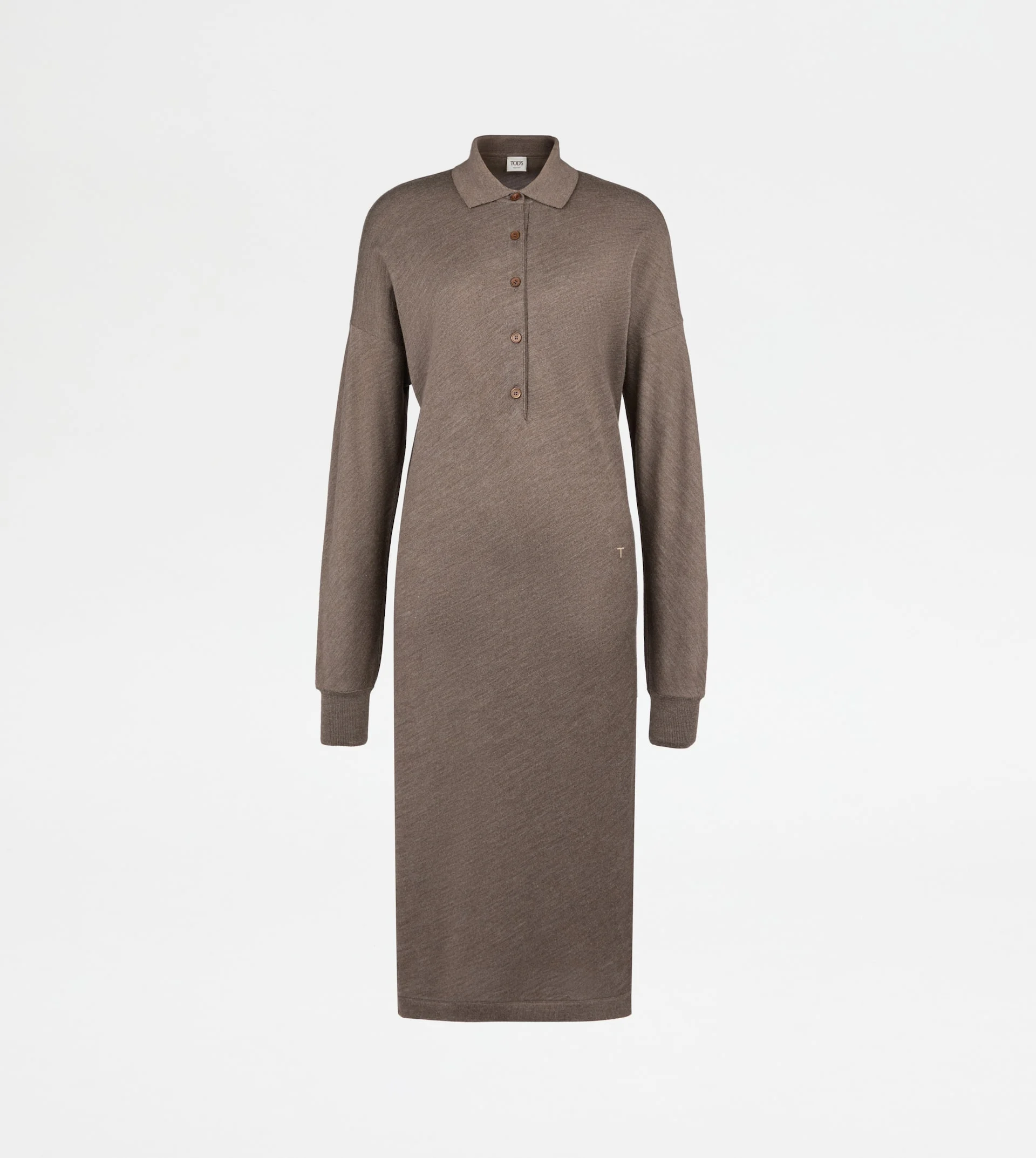 DRESS IN SILK BLEND KNIT - BROWN - 1