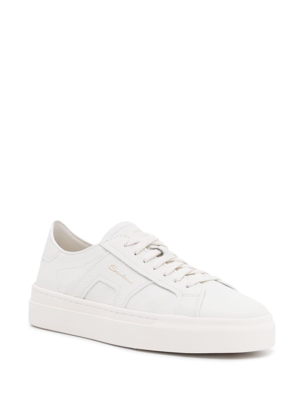 panelled leather sneakers - 2