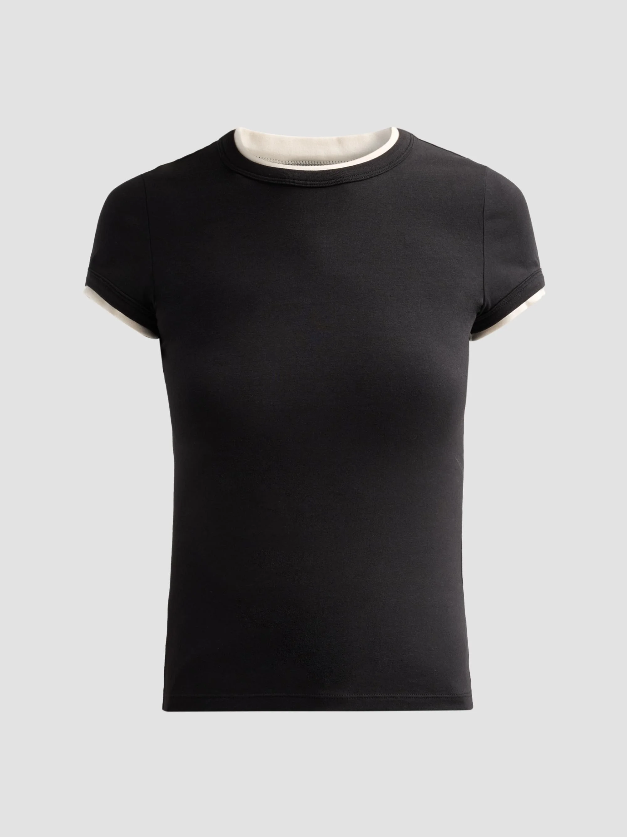 Women's Devin Stretch-Cotton T-Shirt - Black Ecru - 1