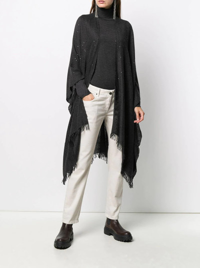 Brunello Cucinelli sequin embroidery knitted poncho  outlook