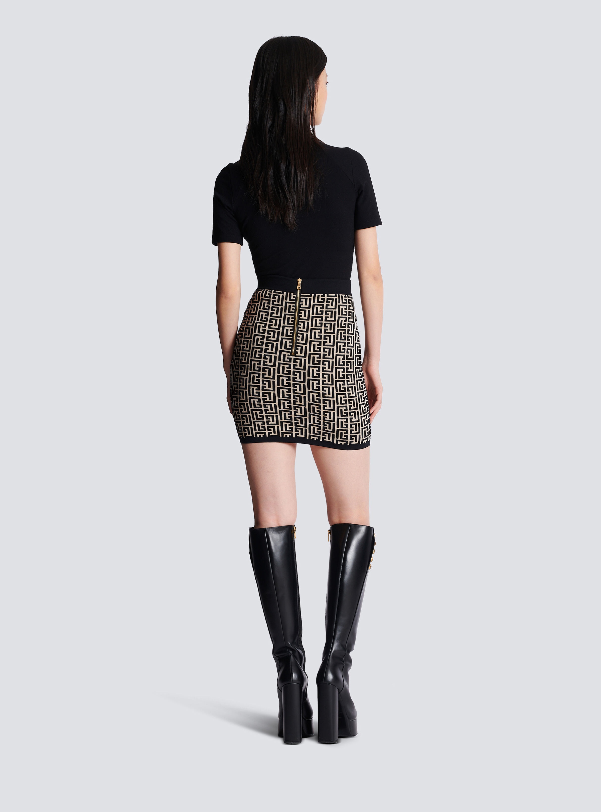 Monogrammed knit skirt - 3