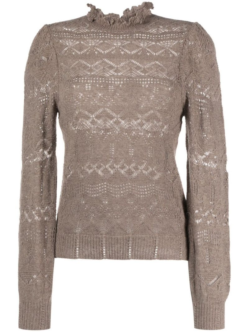 pointelle-knit long-sleeved jumper 1
